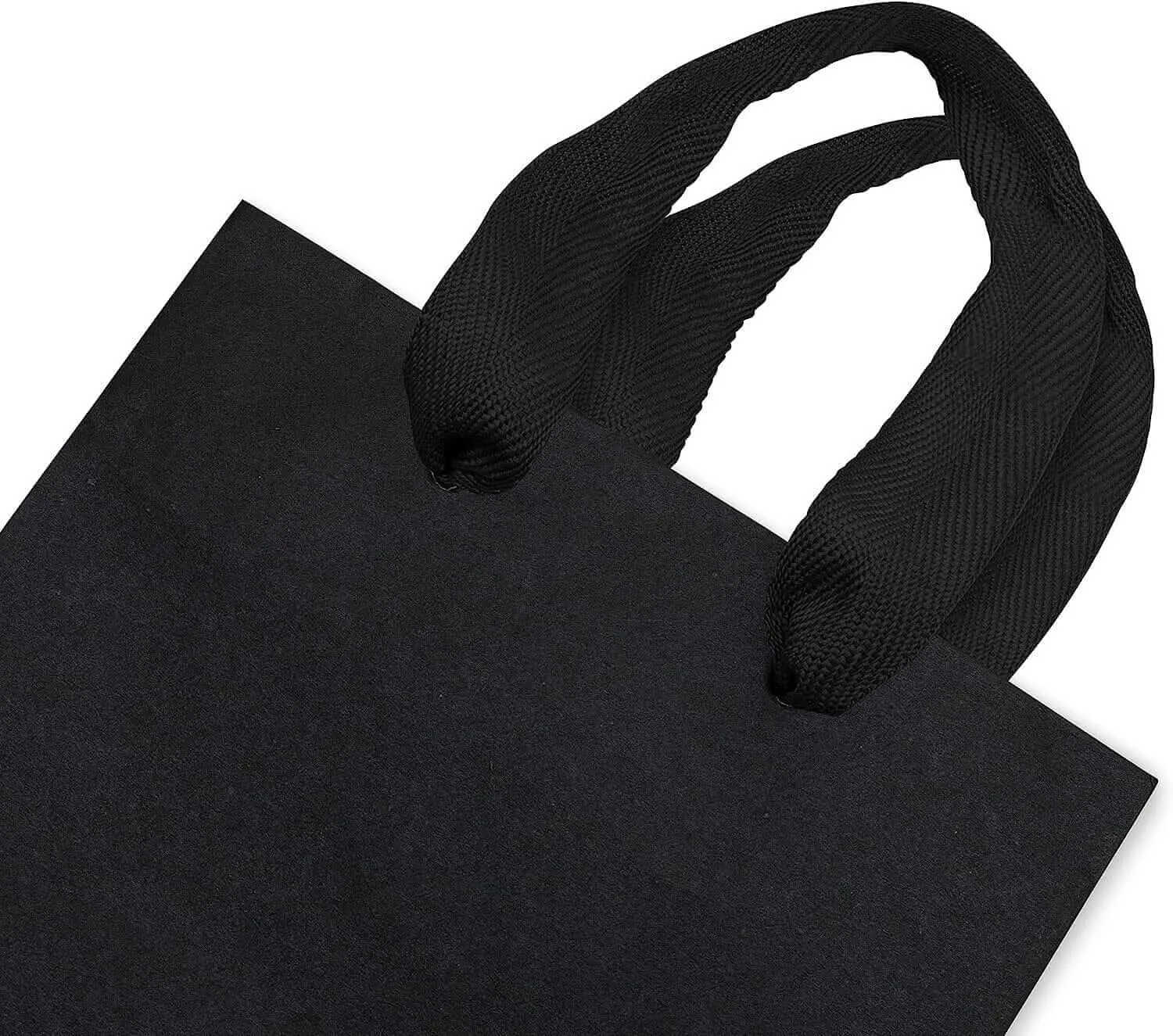 6x3x9 Extra Small Black Paper Bags with Ribbon Handles