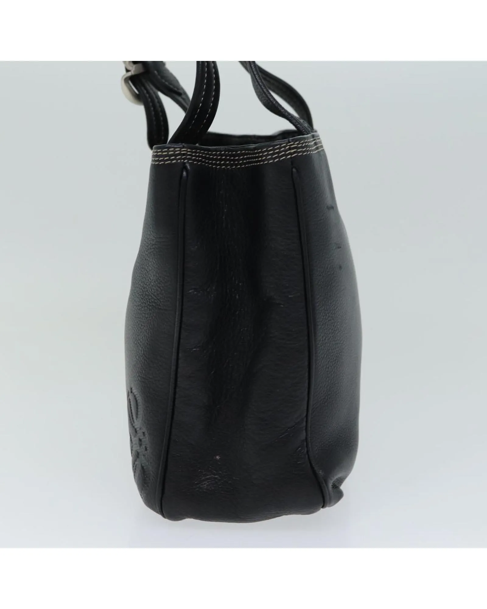 Authentic Black Leather Shoulder Bag with Anagram Design by Loewe