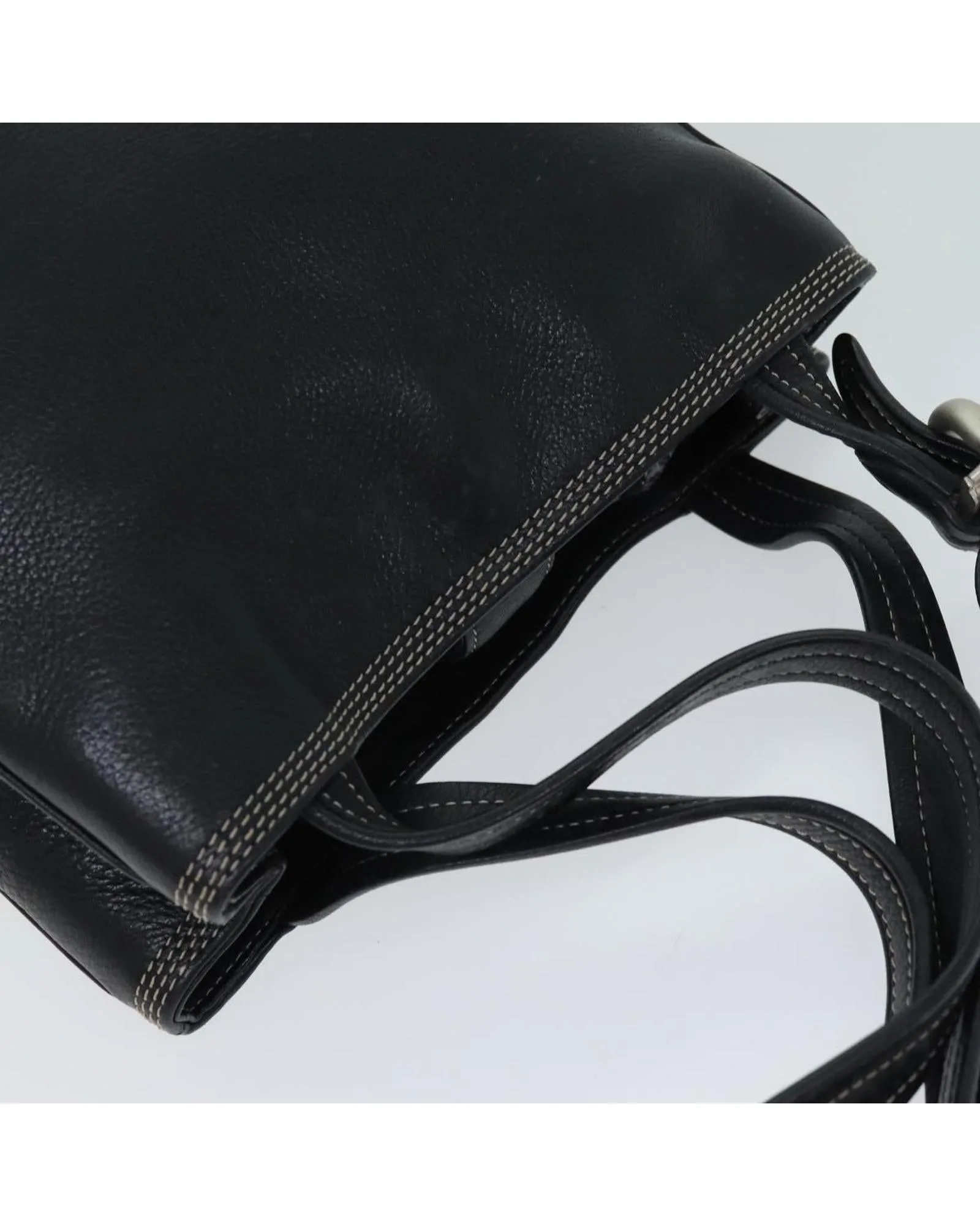 Authentic Black Leather Shoulder Bag with Anagram Design by Loewe