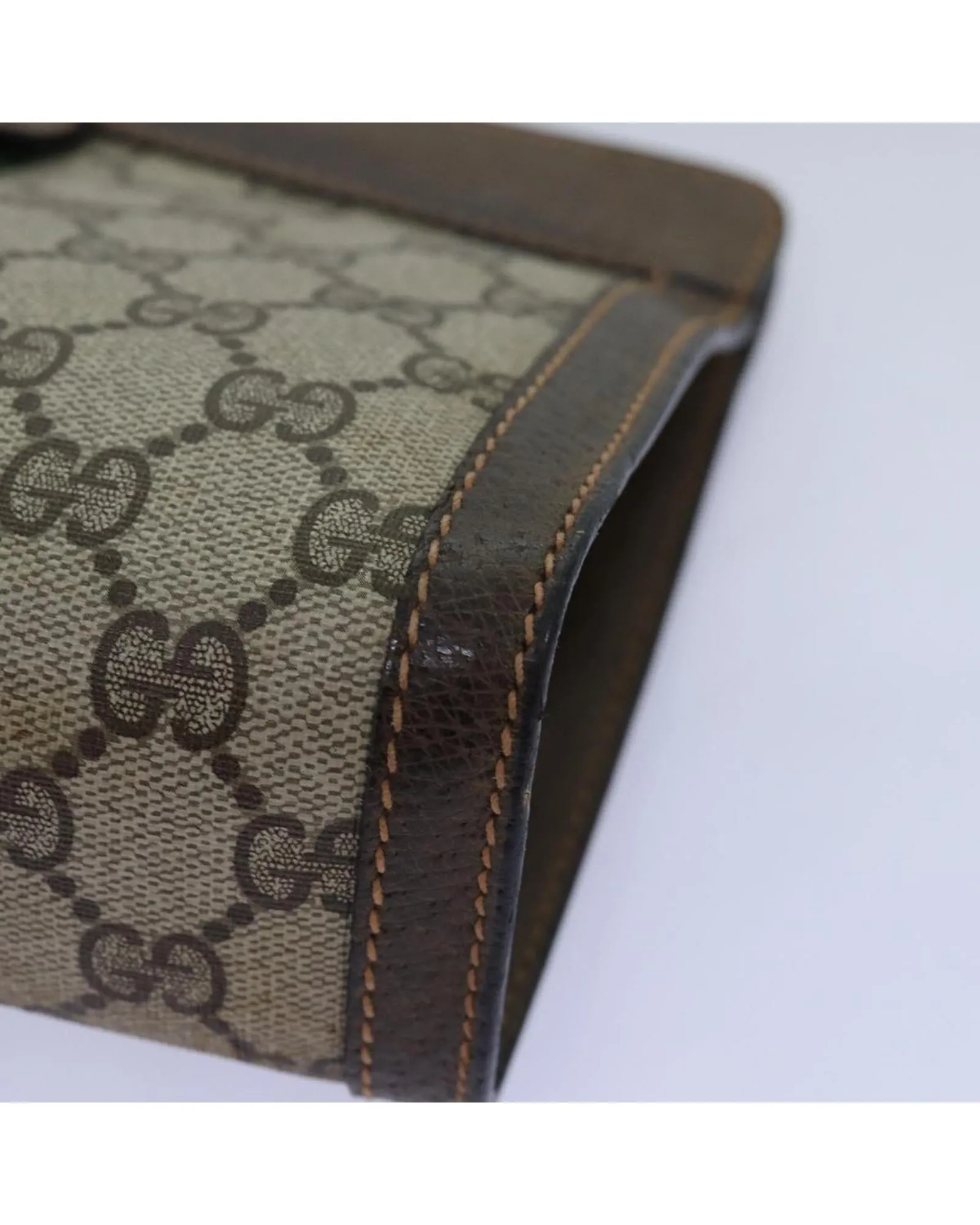 Beige and Red GG Supreme Clutch Bag with Web Design - Italian Made