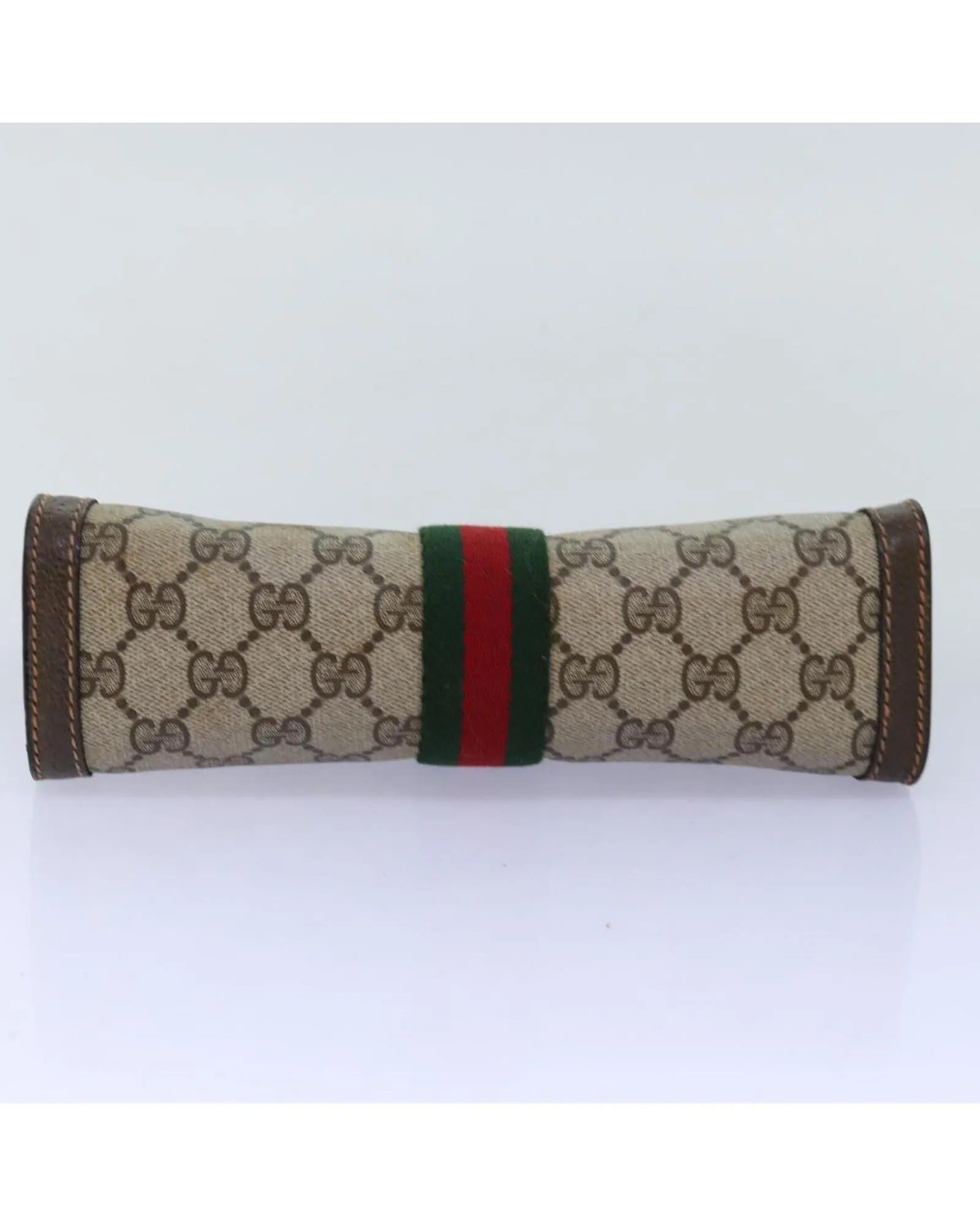 Beige and Red GG Supreme Clutch Bag with Web Design - Italian Made