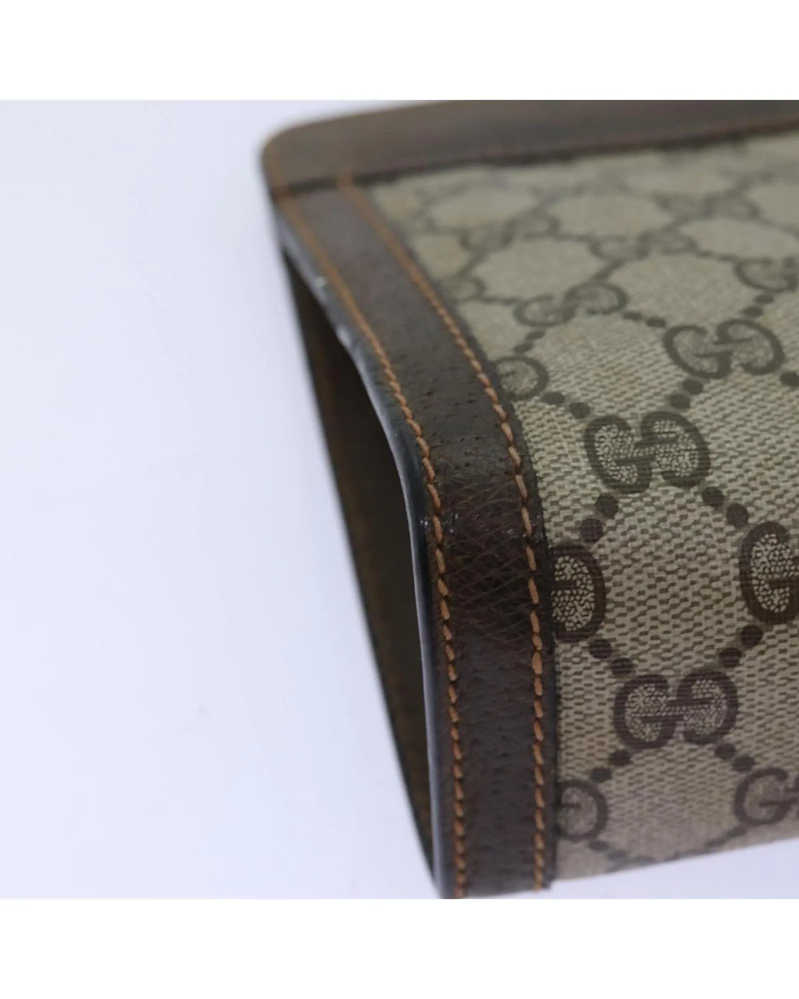 Beige and Red GG Supreme Clutch Bag with Web Design - Italian Made