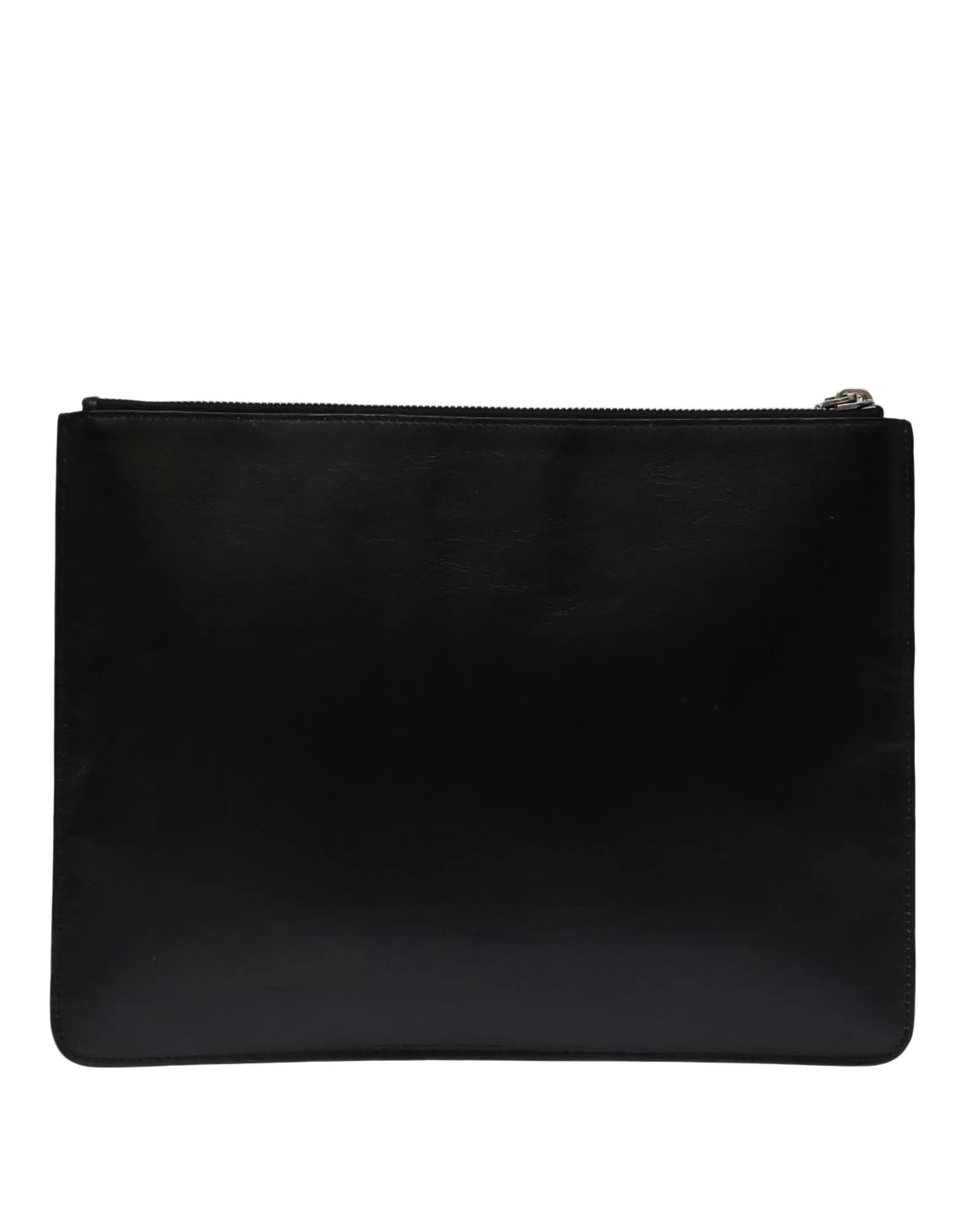 Black Leather Clutch Bag with Accessories - Made in Italy
