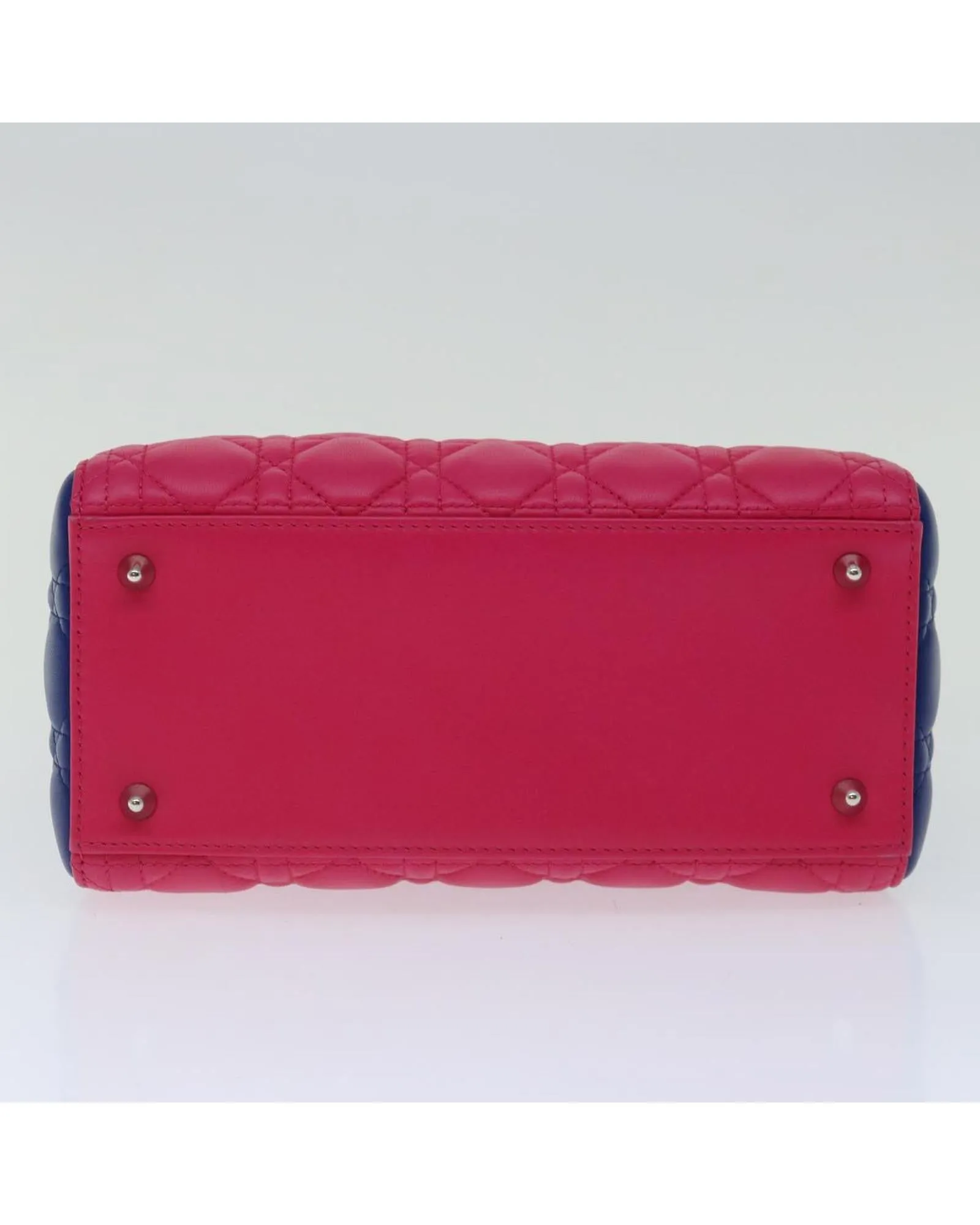 Blue and Pink Lamb Skin Lady Dior Canage Hand Bag - Authentic