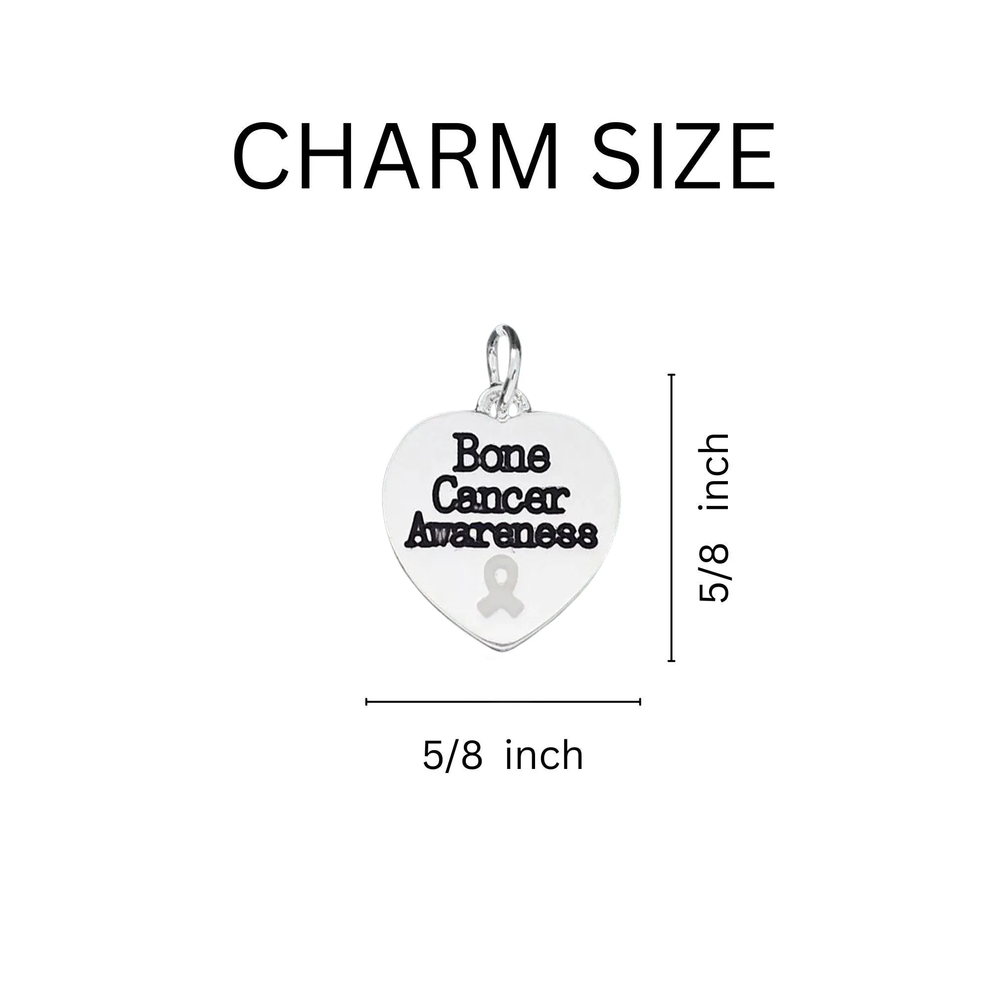Bone Cancer Heart Awareness Charm White Ribbon Rope Bracelets