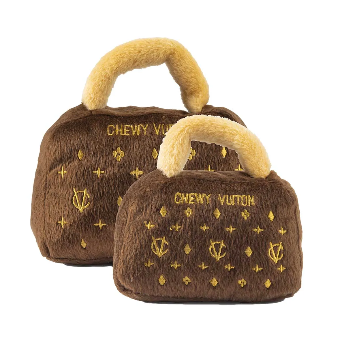 Brown Chewy Vuiton Dog Toy Handbag