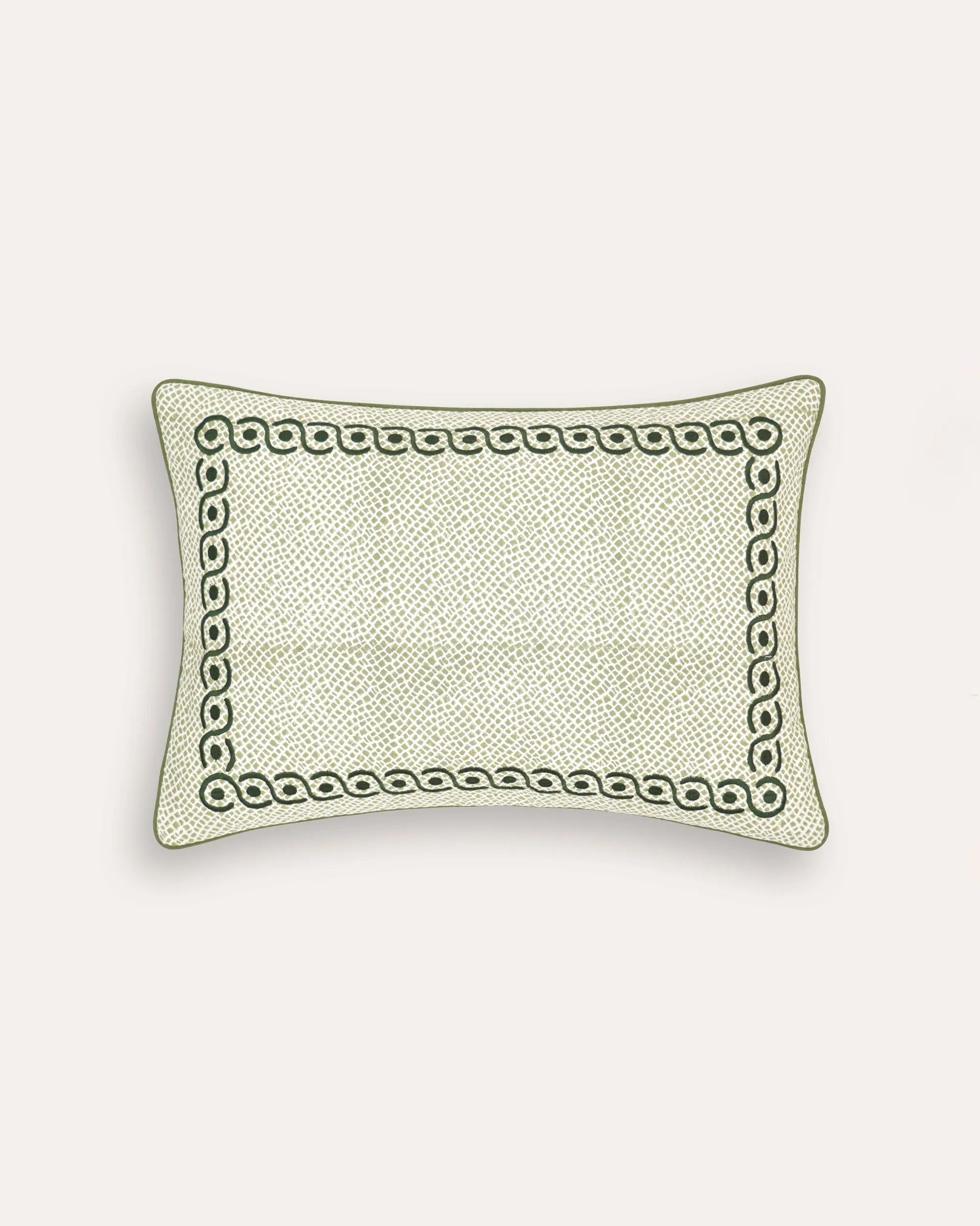 Calcada Embroidered Cushion - Green
