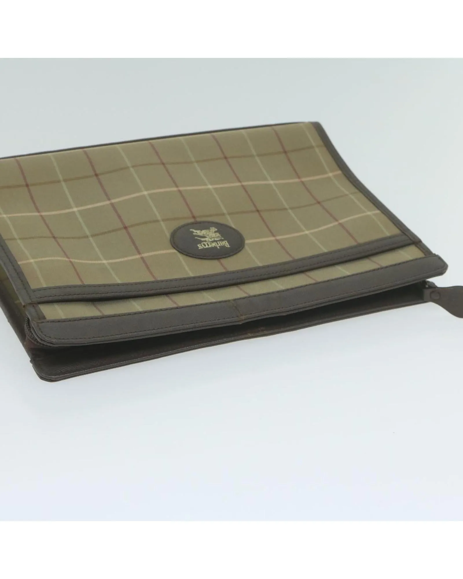 Canvas Brown Clutch Bag with Nova Check Pattern