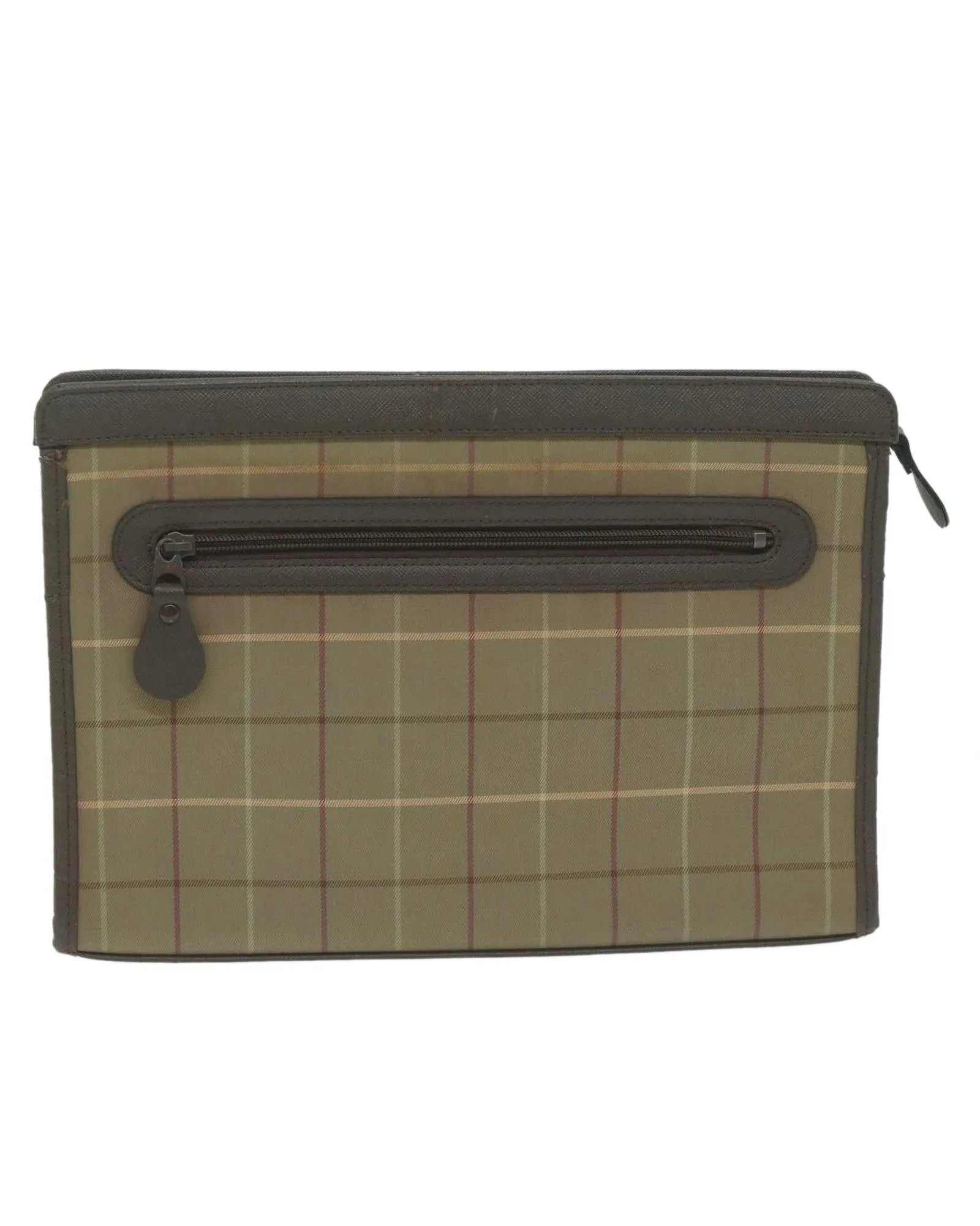 Canvas Brown Clutch Bag with Nova Check Pattern