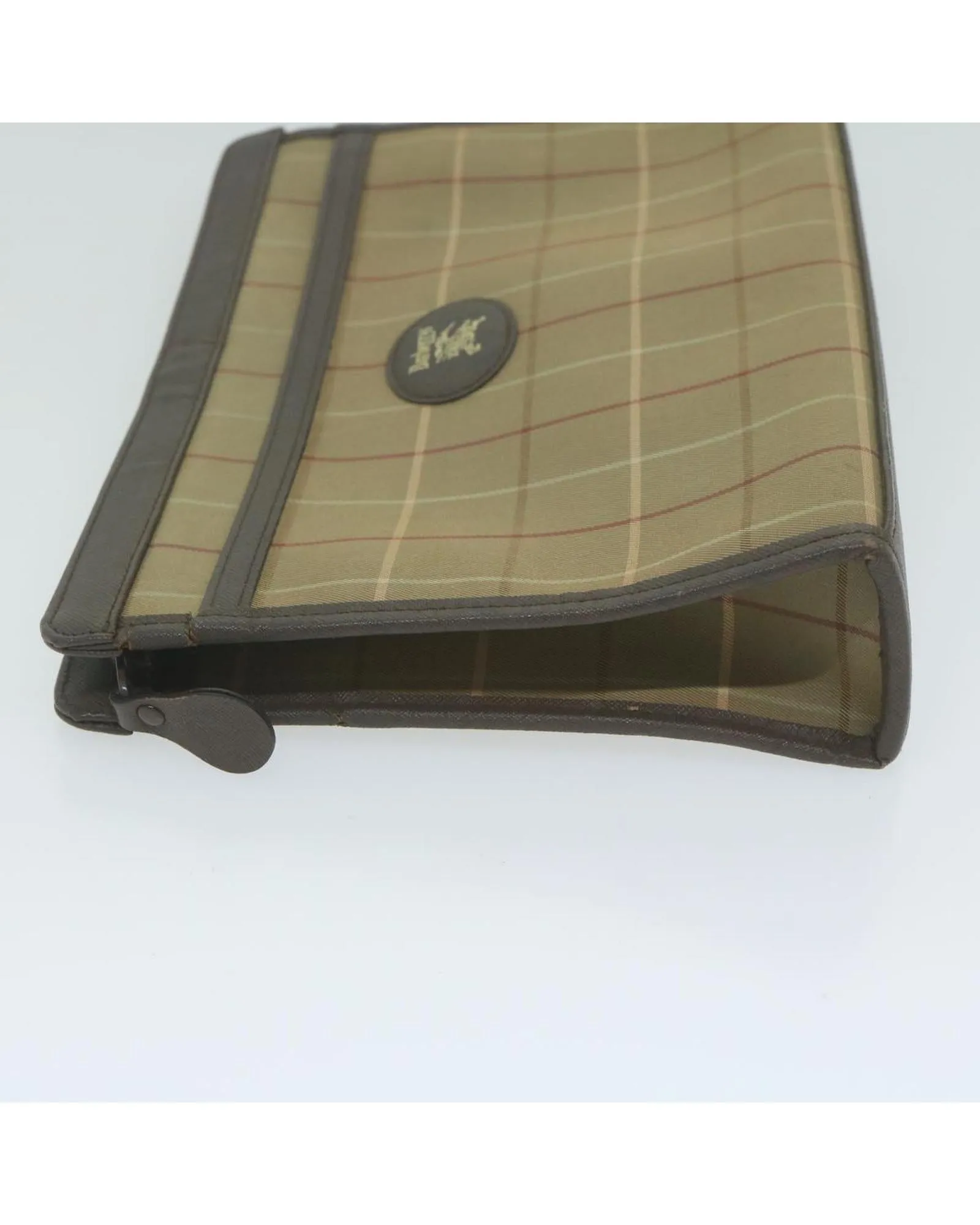 Canvas Brown Clutch Bag with Nova Check Pattern