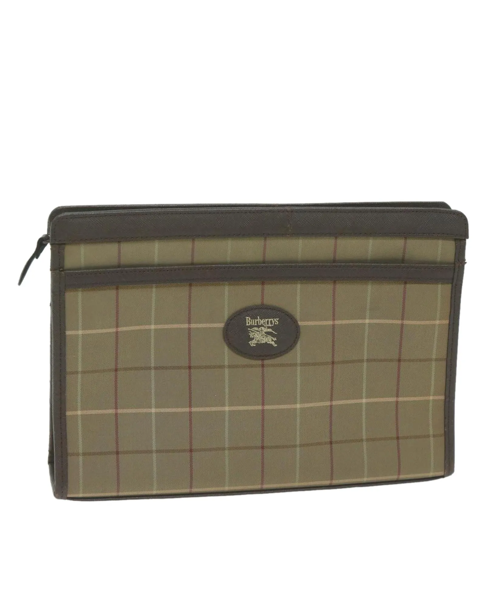 Canvas Brown Clutch Bag with Nova Check Pattern