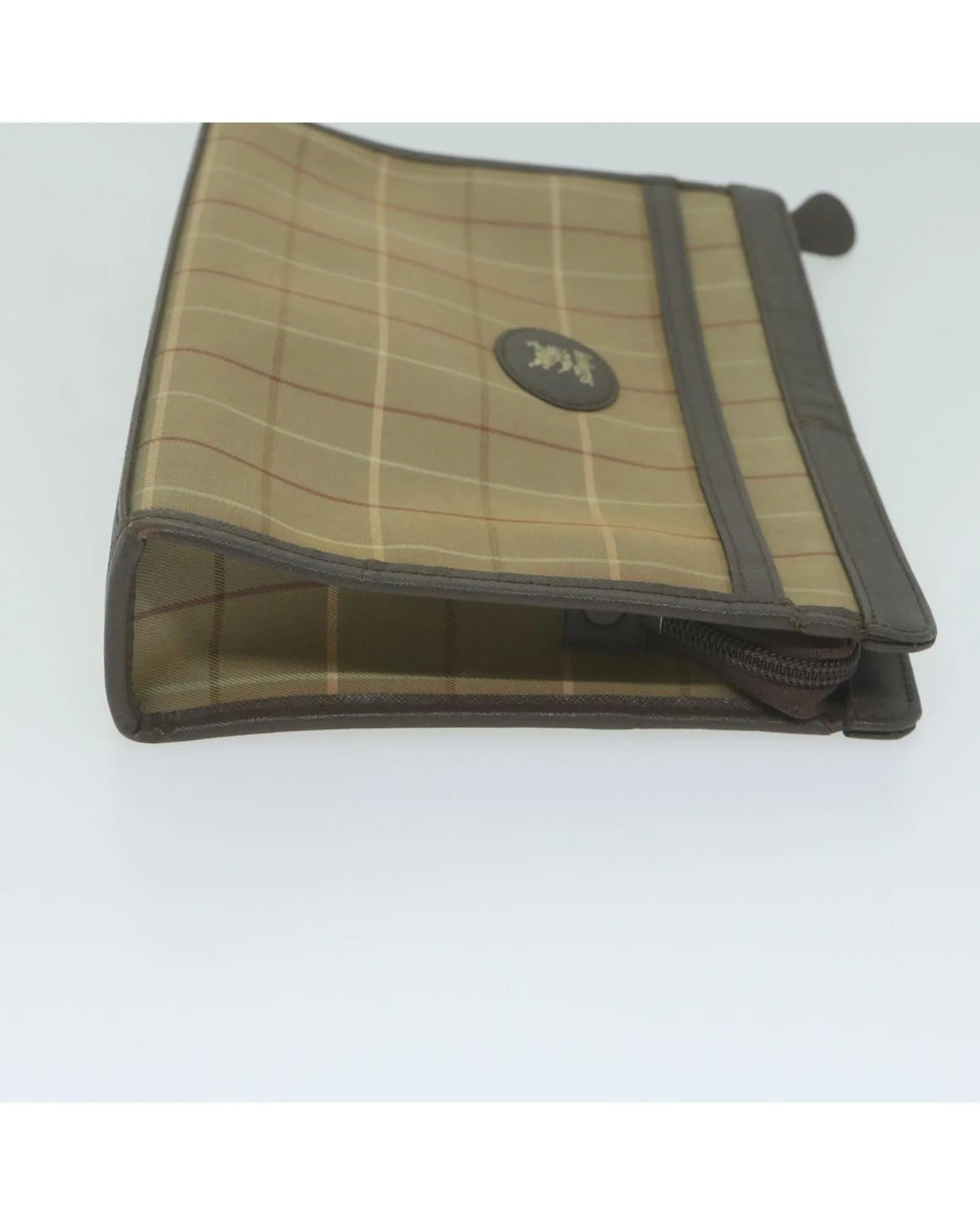 Canvas Brown Clutch Bag with Nova Check Pattern