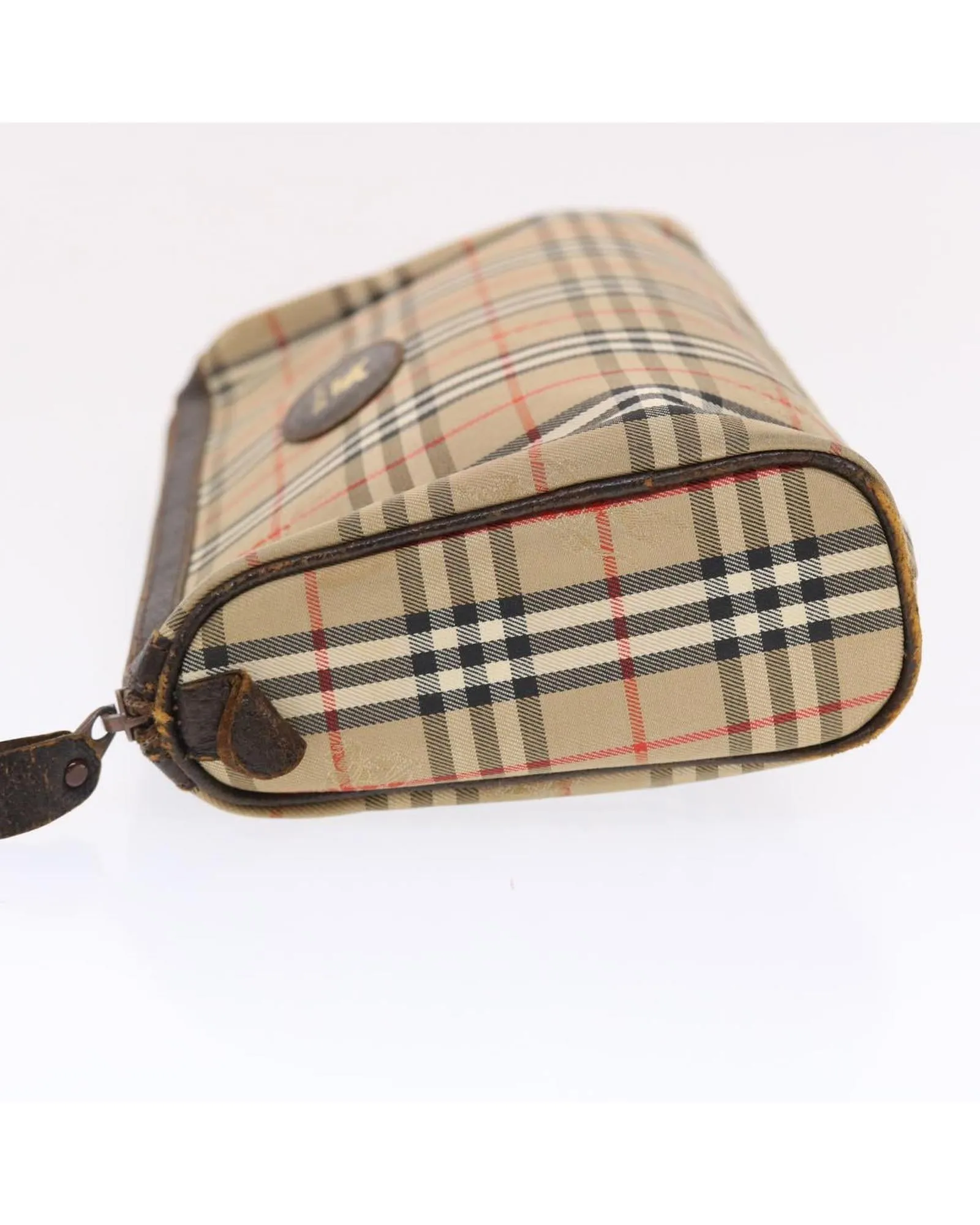 Canvas Leather Clutch Bag with Nova Check Pattern