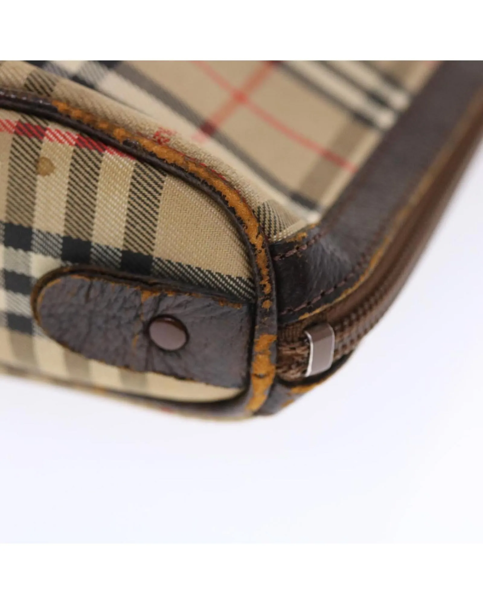 Canvas Leather Clutch Bag with Nova Check Pattern