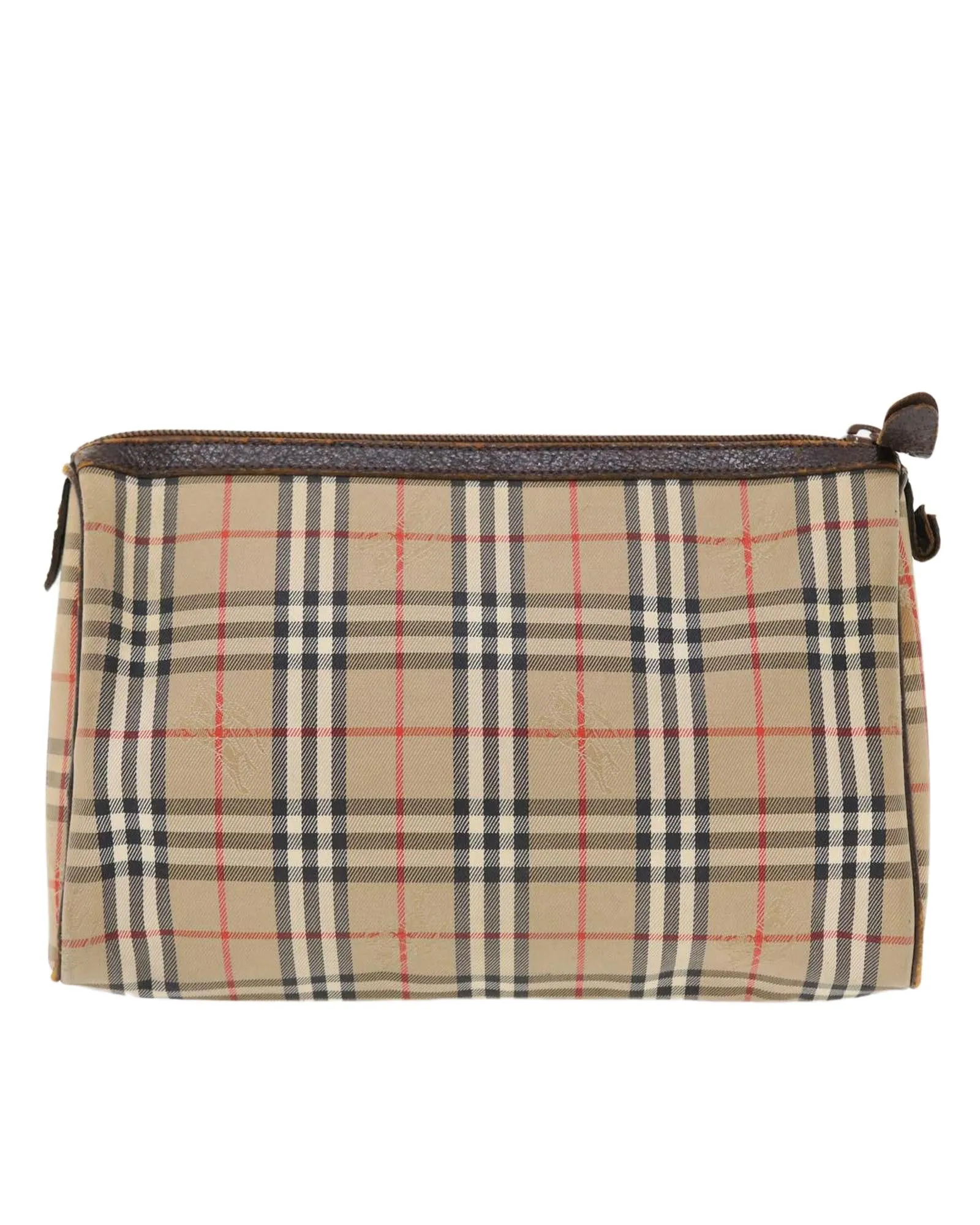Canvas Leather Clutch Bag with Nova Check Pattern
