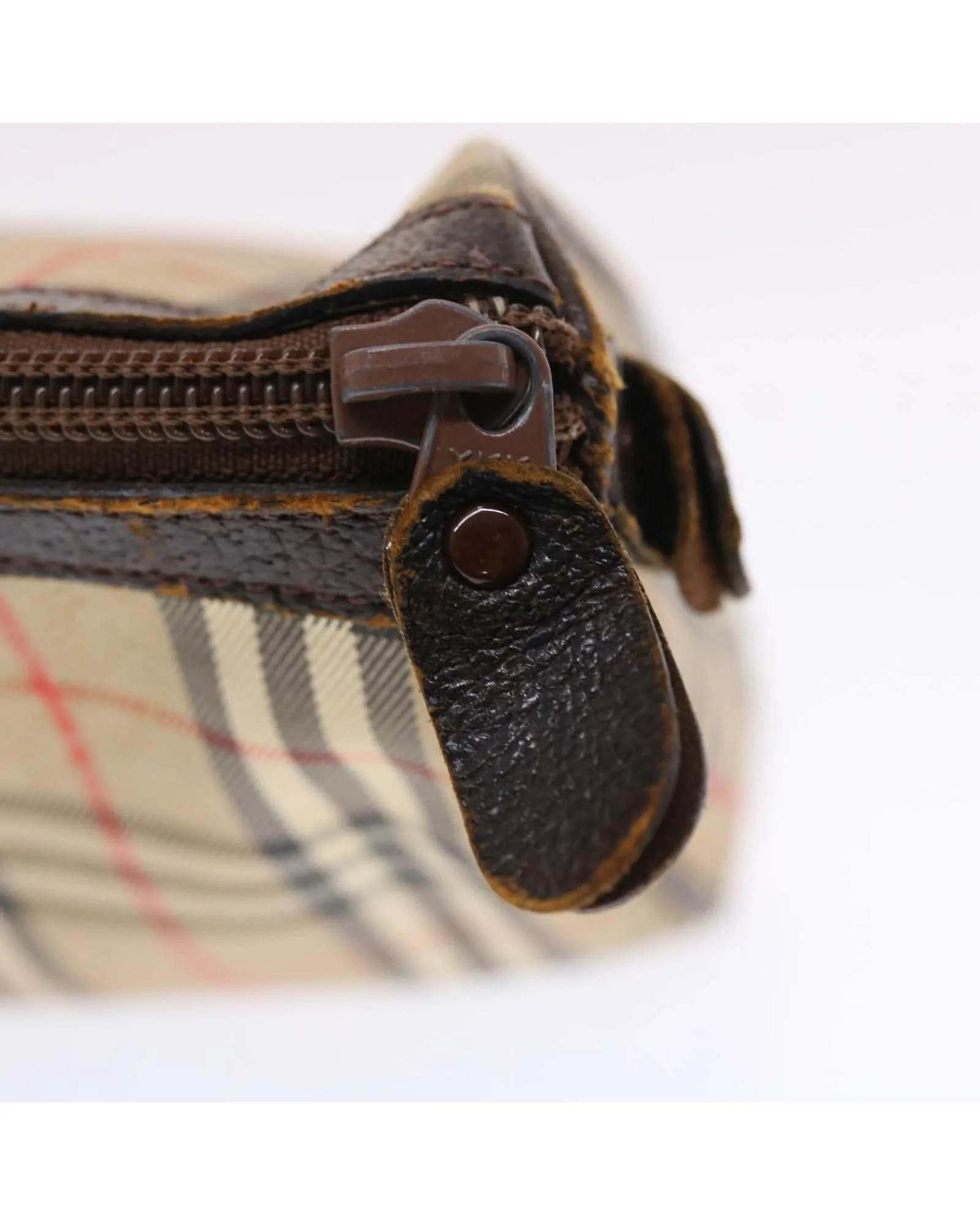 Canvas Leather Clutch Bag with Nova Check Pattern