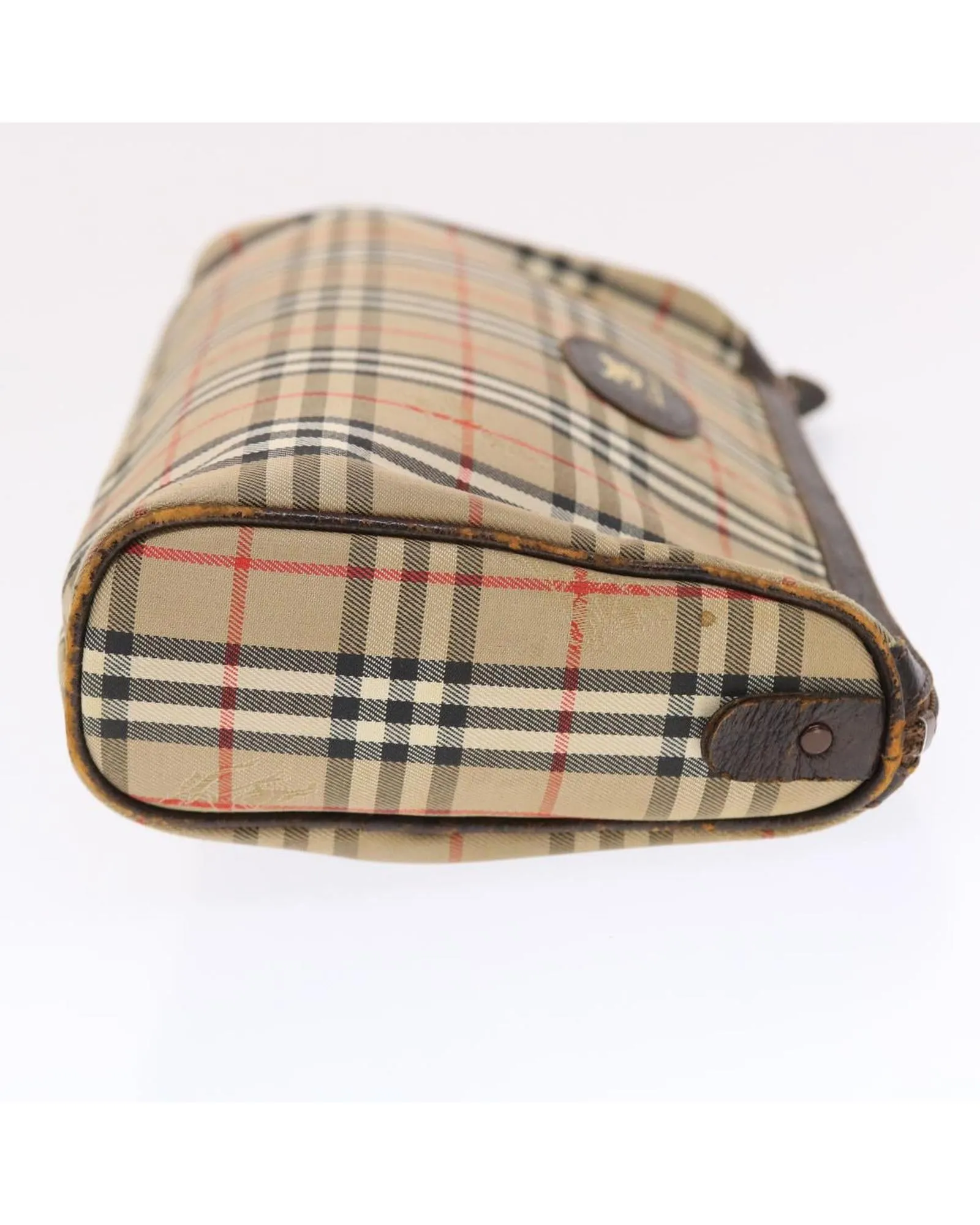Canvas Leather Clutch Bag with Nova Check Pattern