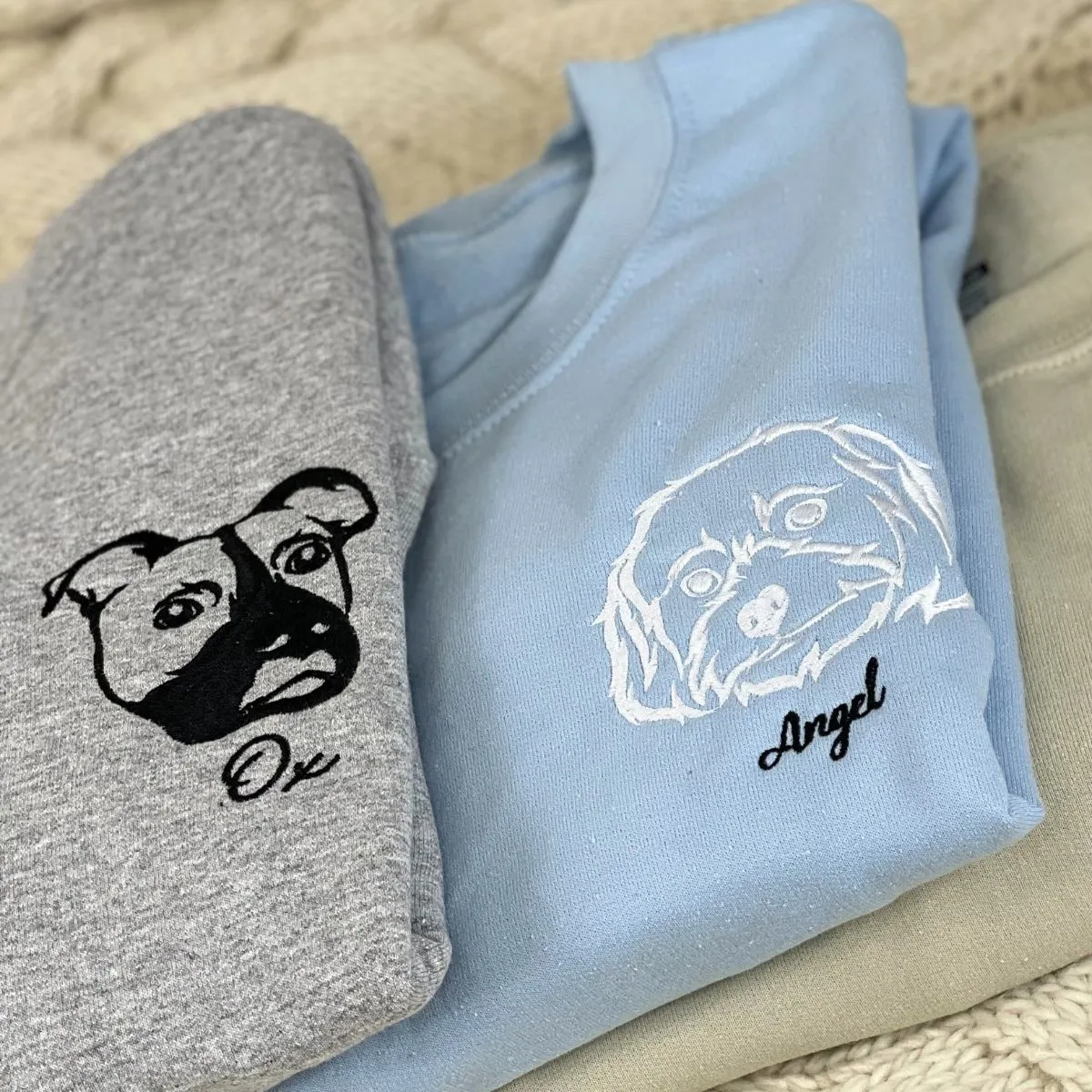 Custom Embroidered French Bulldog Sweatshirt or Hoodie with Picture Name
