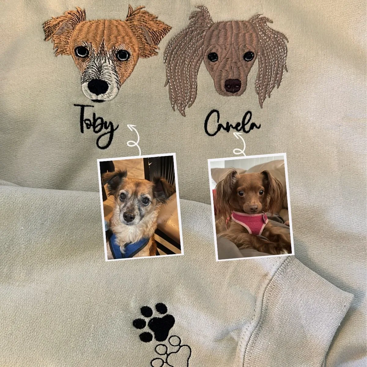 Custom Embroidered French Bulldog Sweatshirt or Hoodie with Picture Name