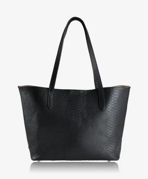 GiGi New York - Teddie Tote Black Embossed Python Leather