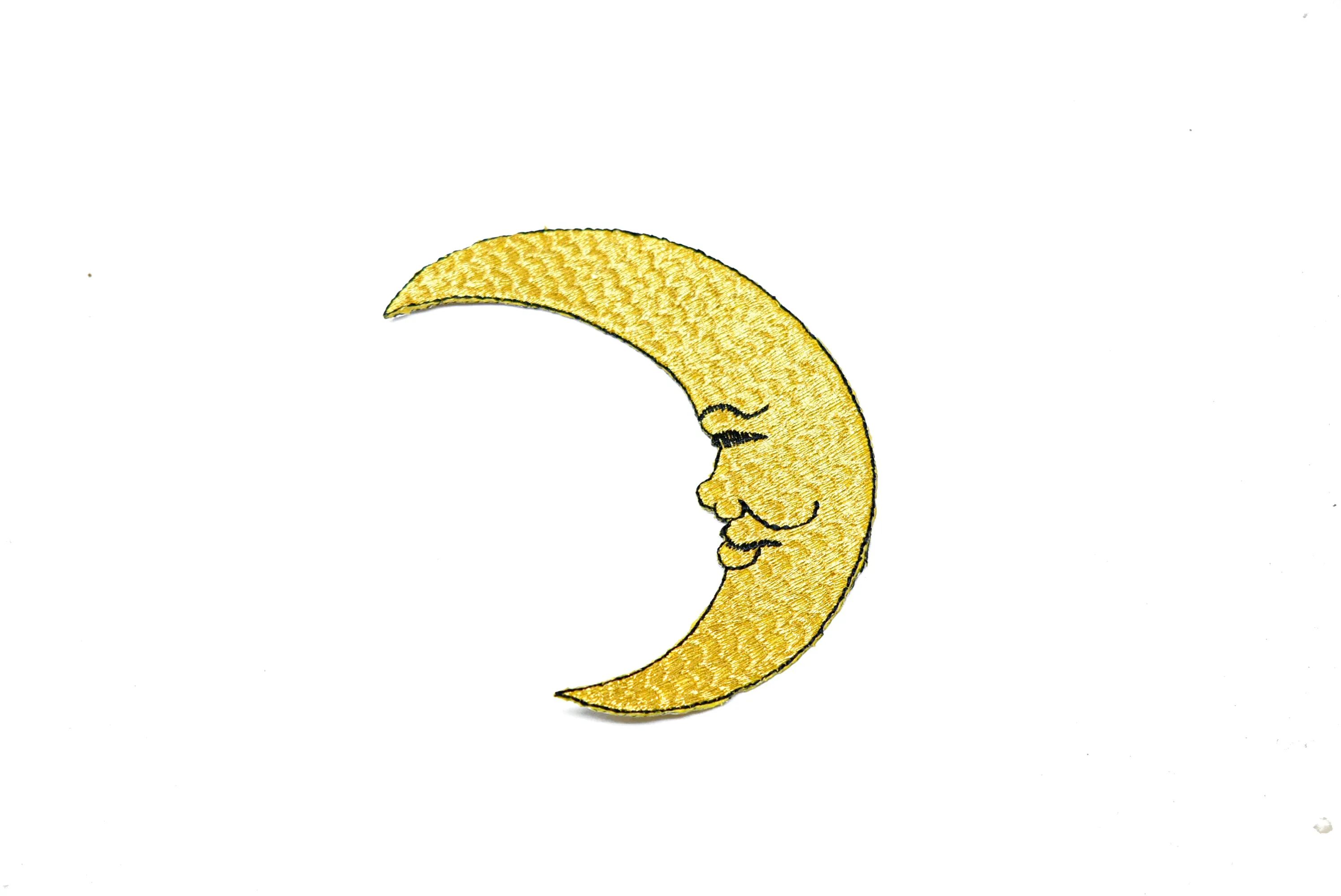 Gold Embroidered Moon Or Sun/Half Sun Iron-On Patch/Applique