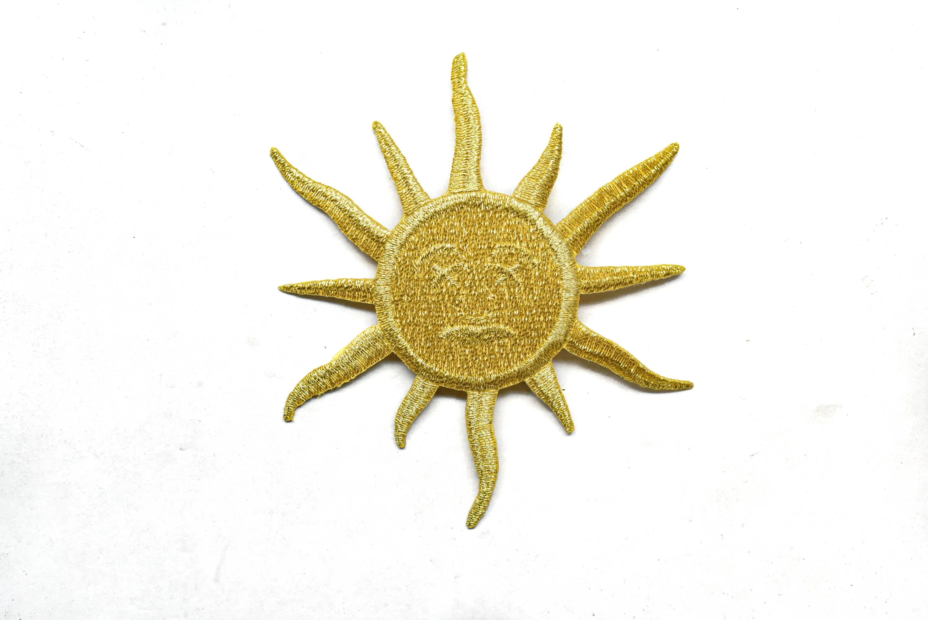 Gold Embroidered Moon Or Sun/Half Sun Iron-On Patch/Applique