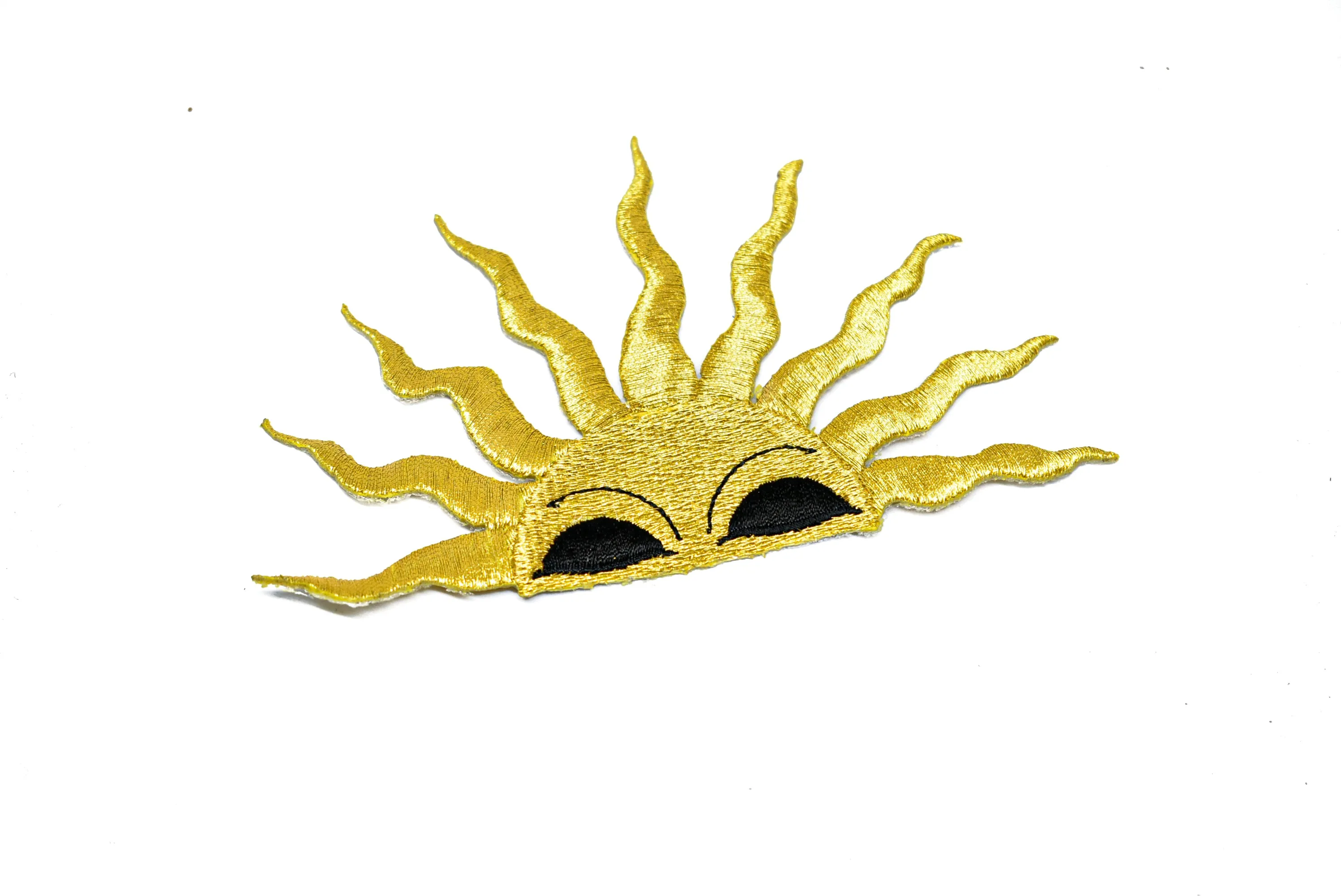 Gold Embroidered Moon Or Sun/Half Sun Iron-On Patch/Applique