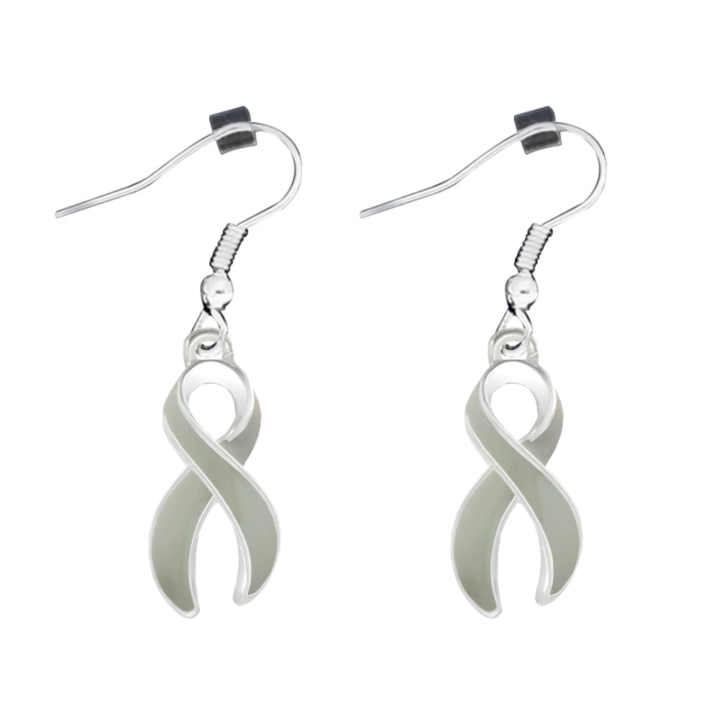 Gray Ribbon Hanging Earrings