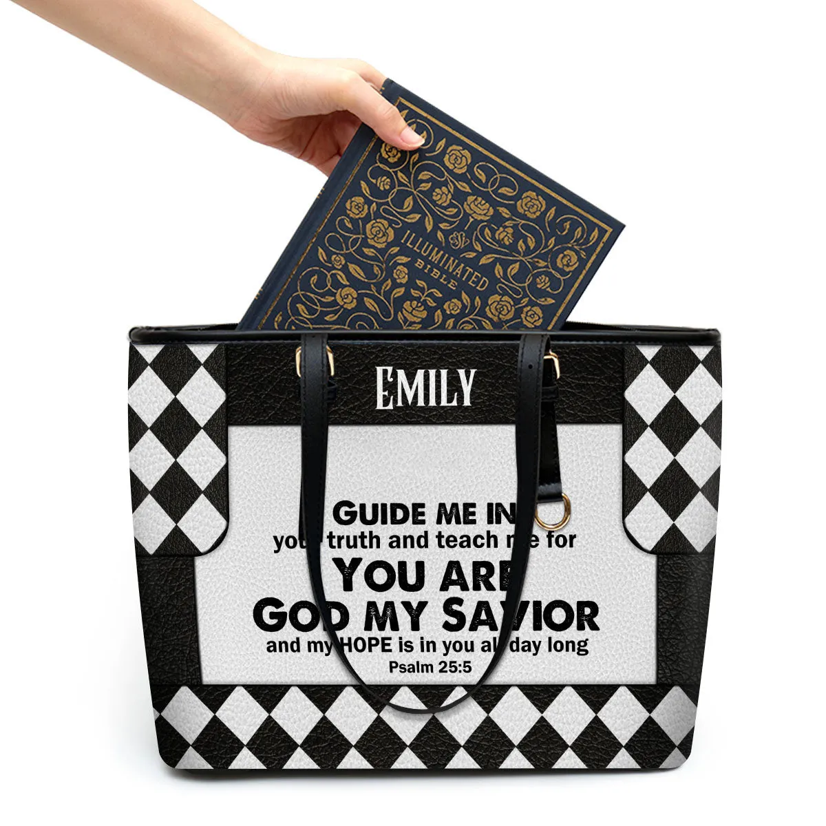 Guide Me In Your Truth Personalized Large Leather Tote Bag - Christian Gifts For Women