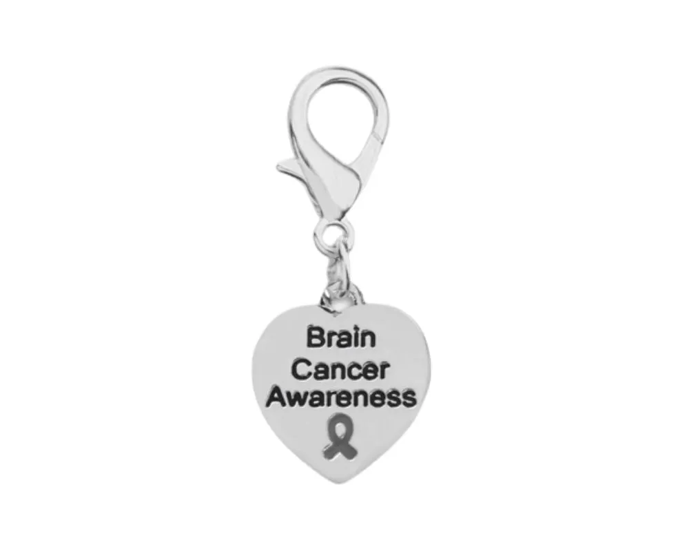 Heart Shaped Brain Cancer Hanging Charms