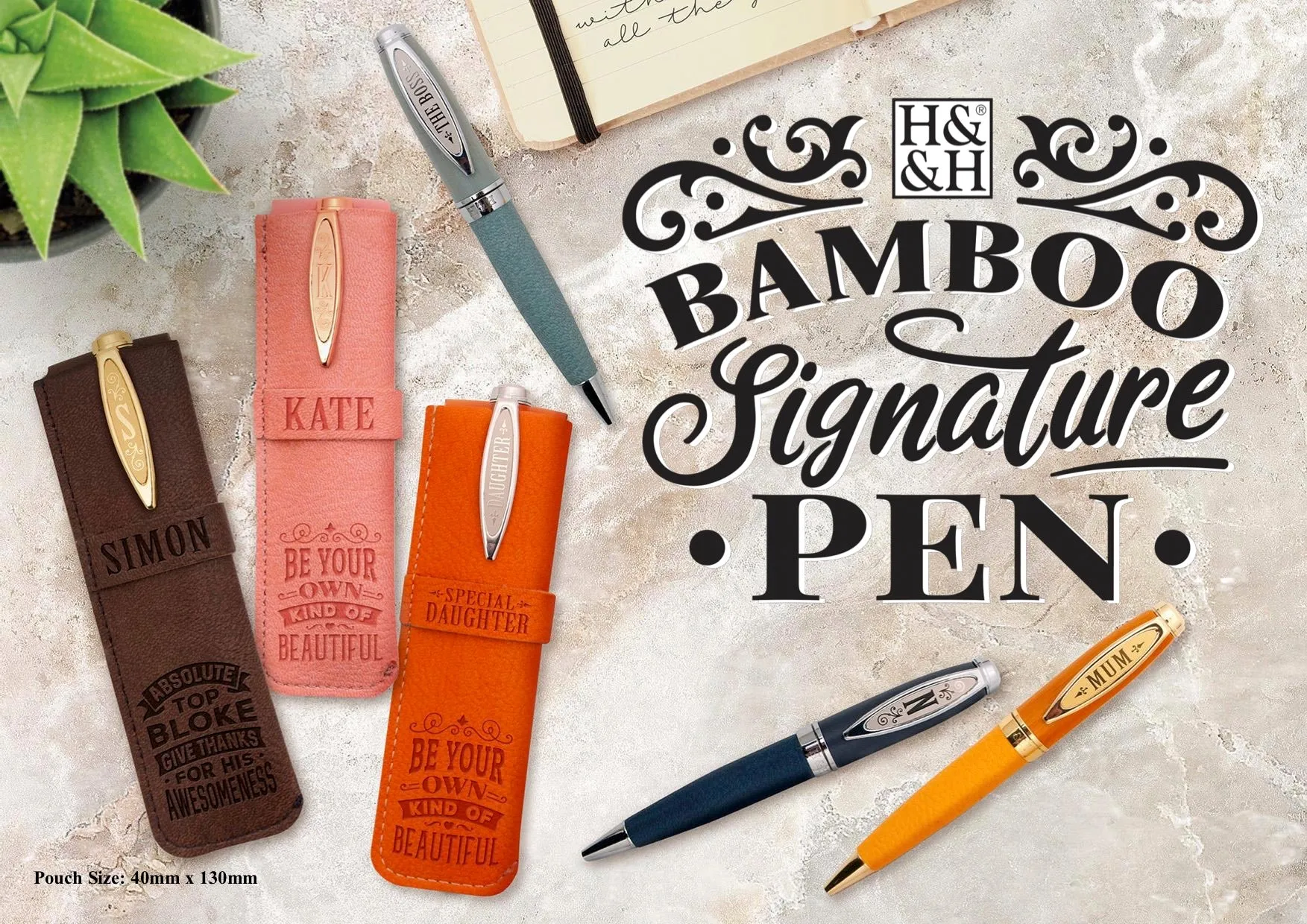 History & Heraldry Personalised Bamboo Signature Pens - Elile