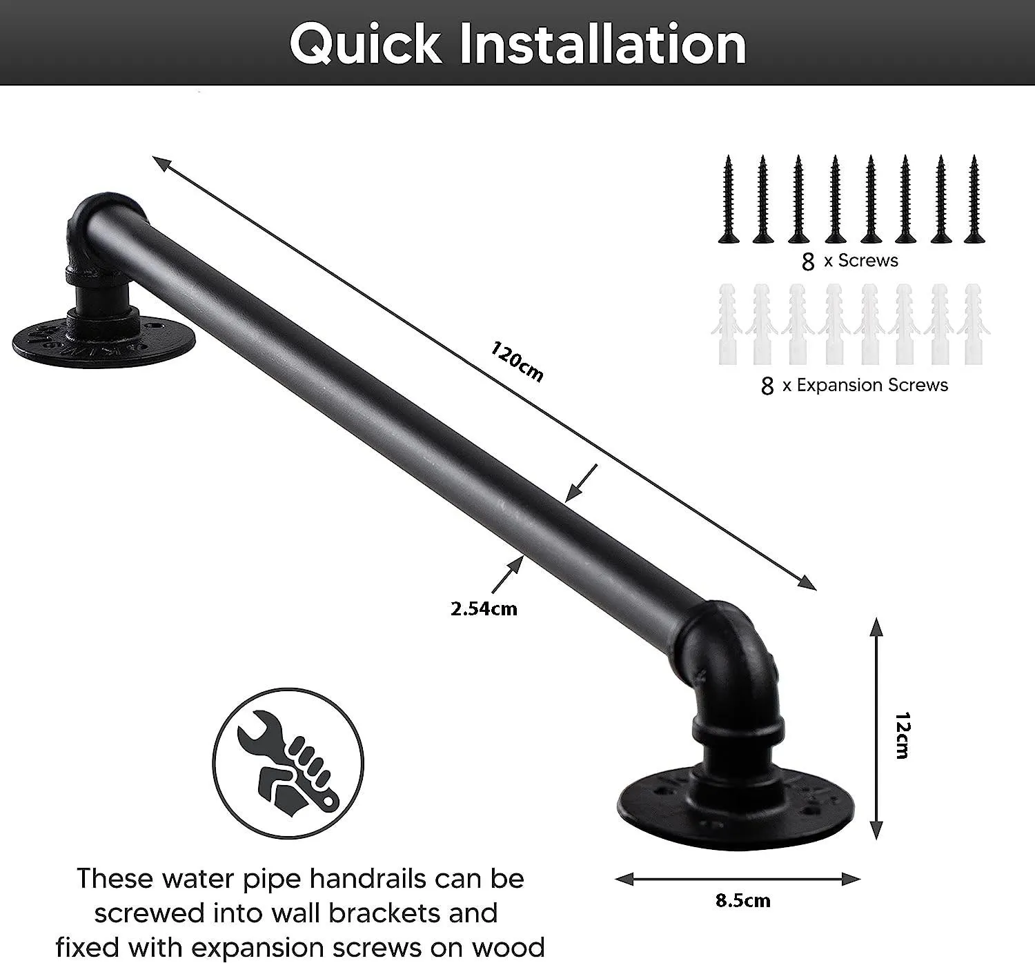Industrial Pipe Stair Handrail-120CM