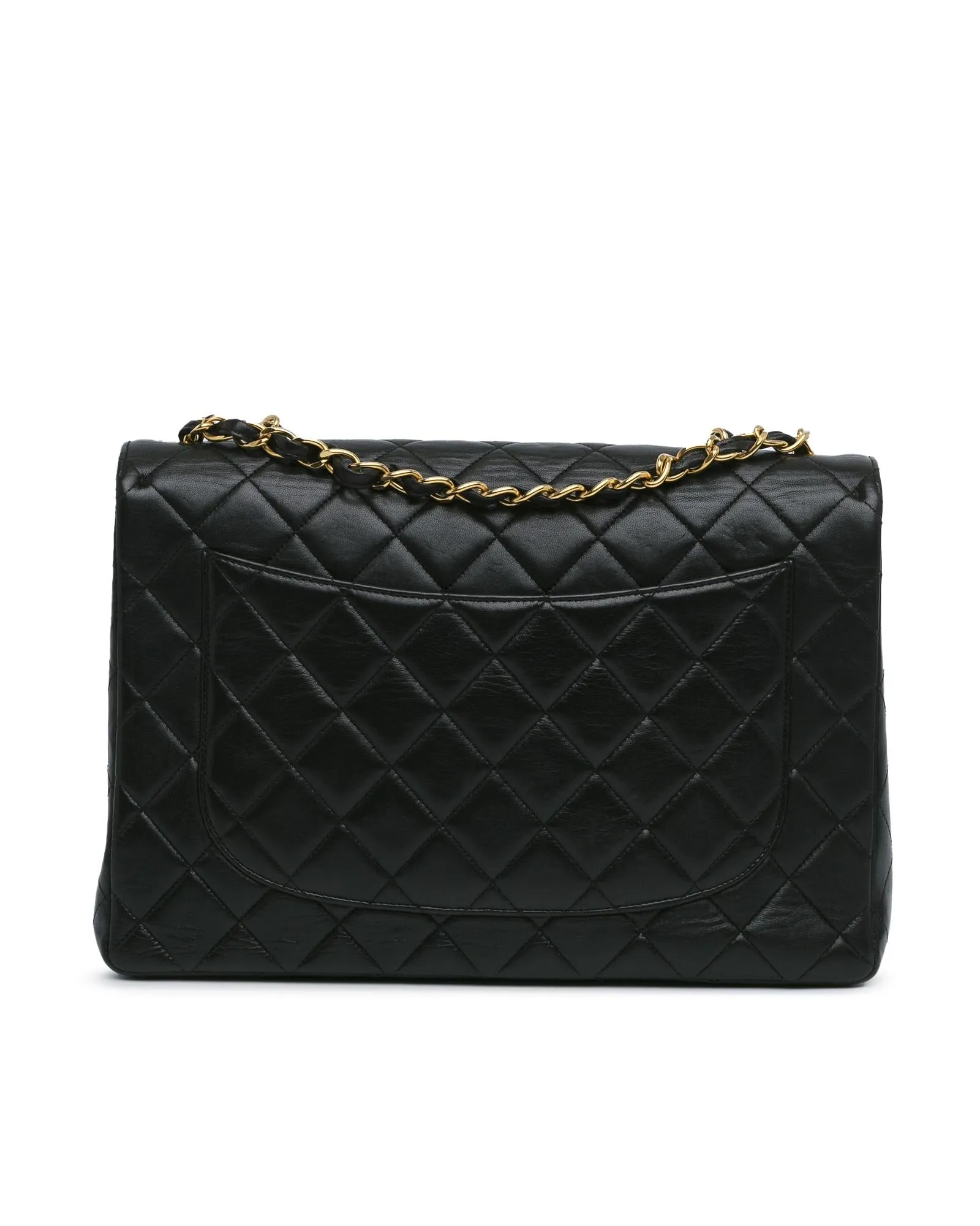 Jumbo Classic Lambskin Single Flap Shoulder Bag with Quilted Design and Chain Straps