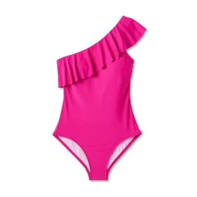 Kona Sol Women's Ruffle One Piece Swimsuit One Shoulder Swimwear