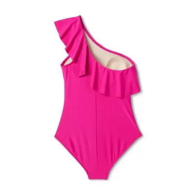 Kona Sol Women's Ruffle One Piece Swimsuit One Shoulder Swimwear