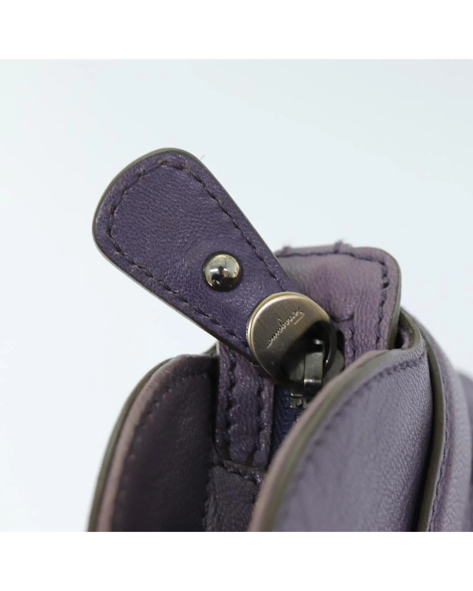 Leather Gancini Hand Bag in Purple by Salvatore Ferragamo
