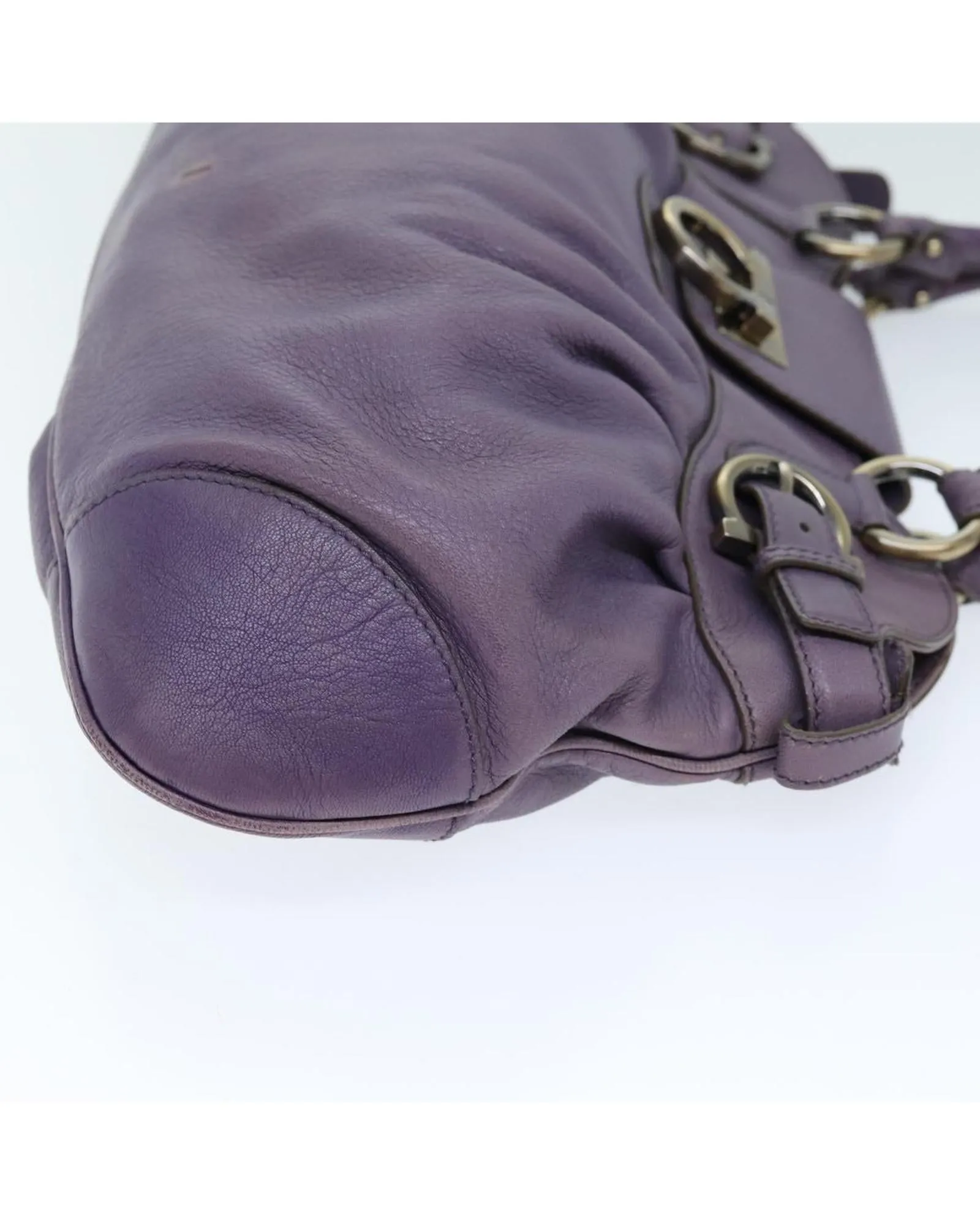 Leather Gancini Hand Bag in Purple by Salvatore Ferragamo