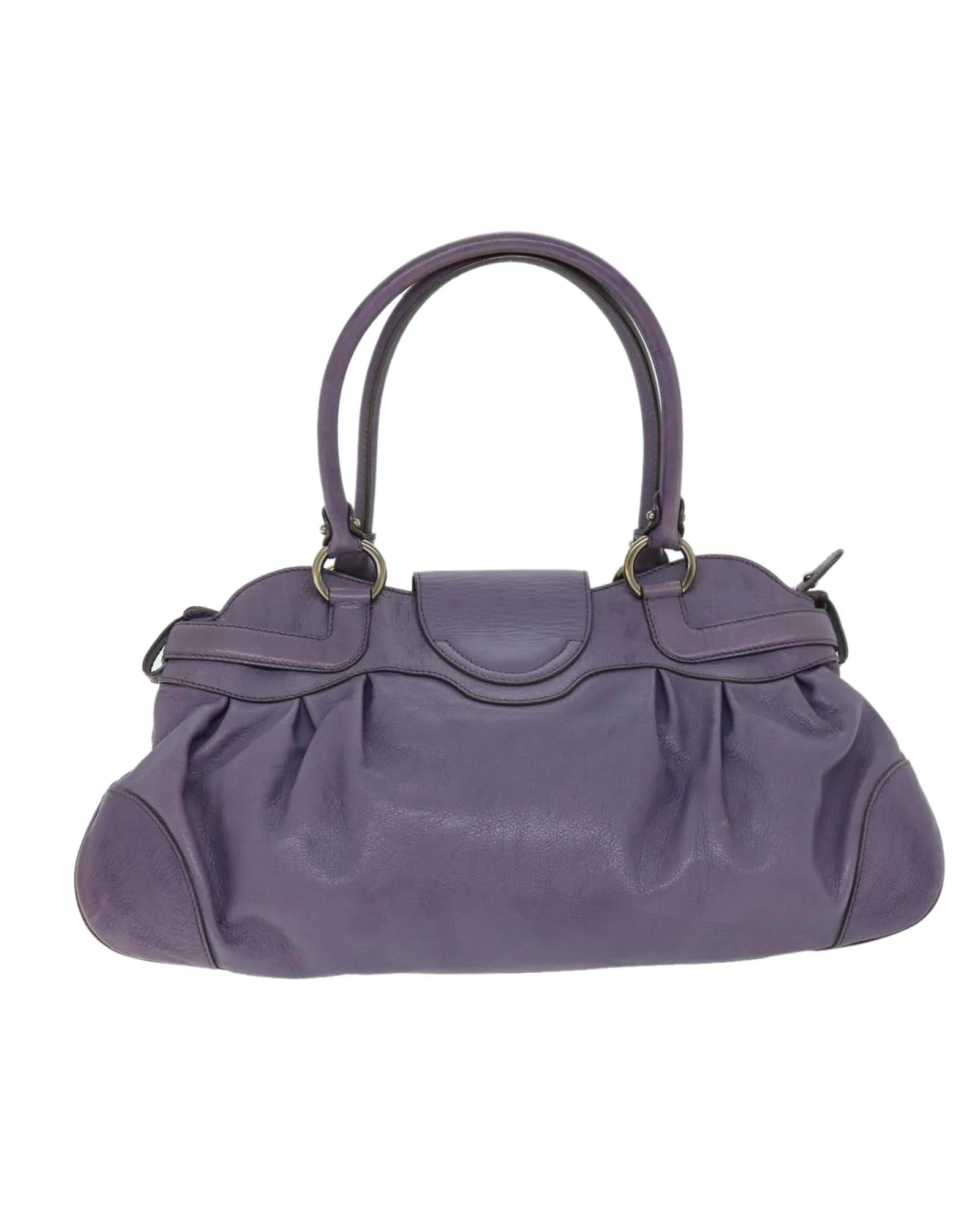 Leather Gancini Hand Bag in Purple by Salvatore Ferragamo