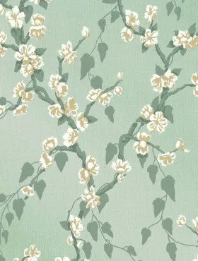 Little Greene Wallpaper Sakura Aqua Lustre