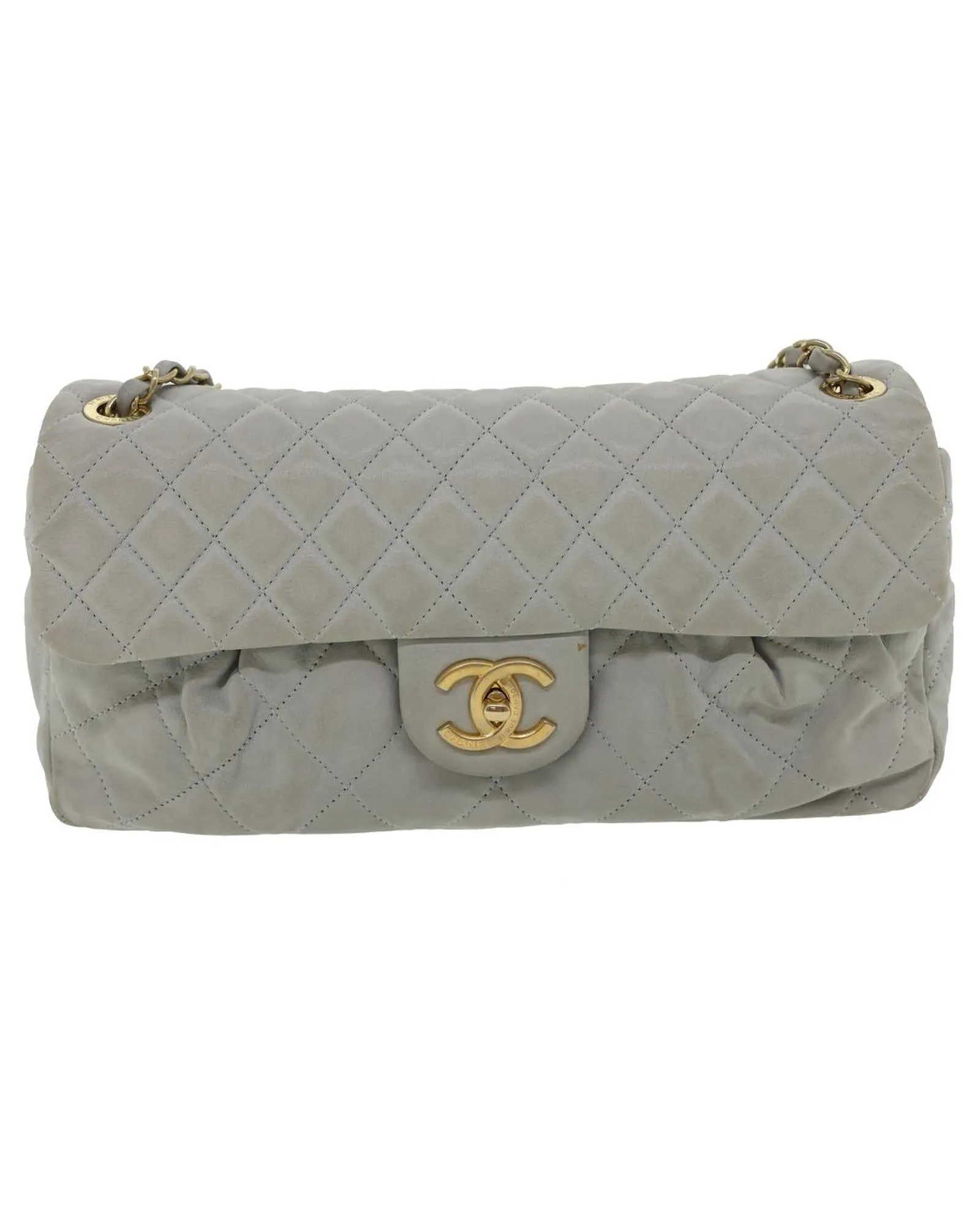 Matelasse Lamb Skin Double Chain Shoulder Bag with CC Logo Design