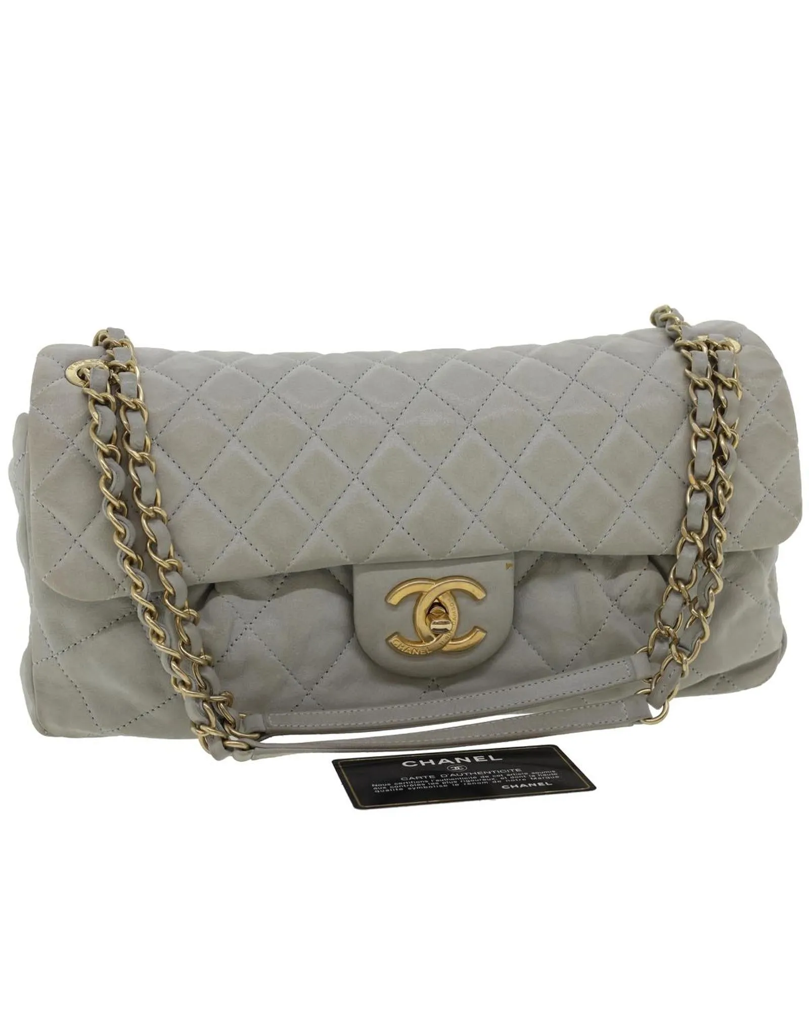 Matelasse Lamb Skin Double Chain Shoulder Bag with CC Logo Design