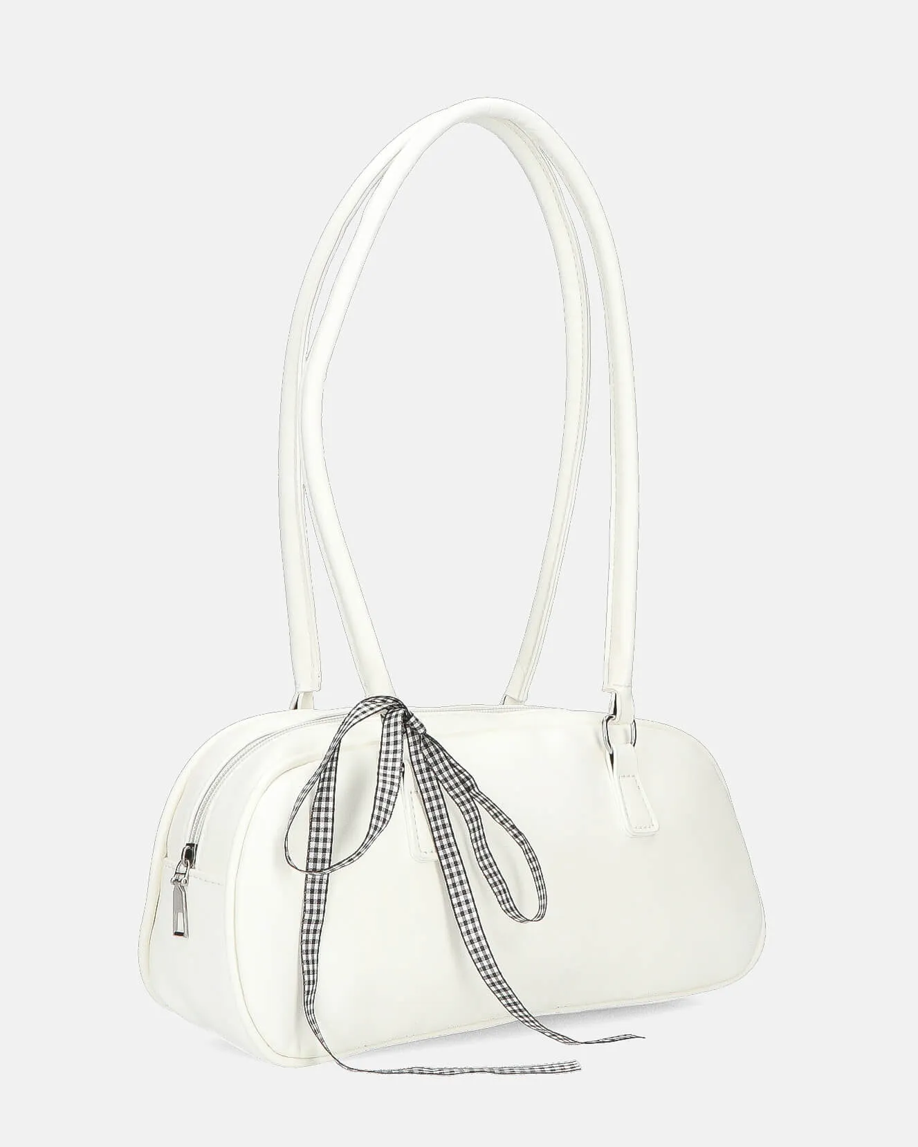 MATY - borsa bauletto allungato bianca con fiocco
