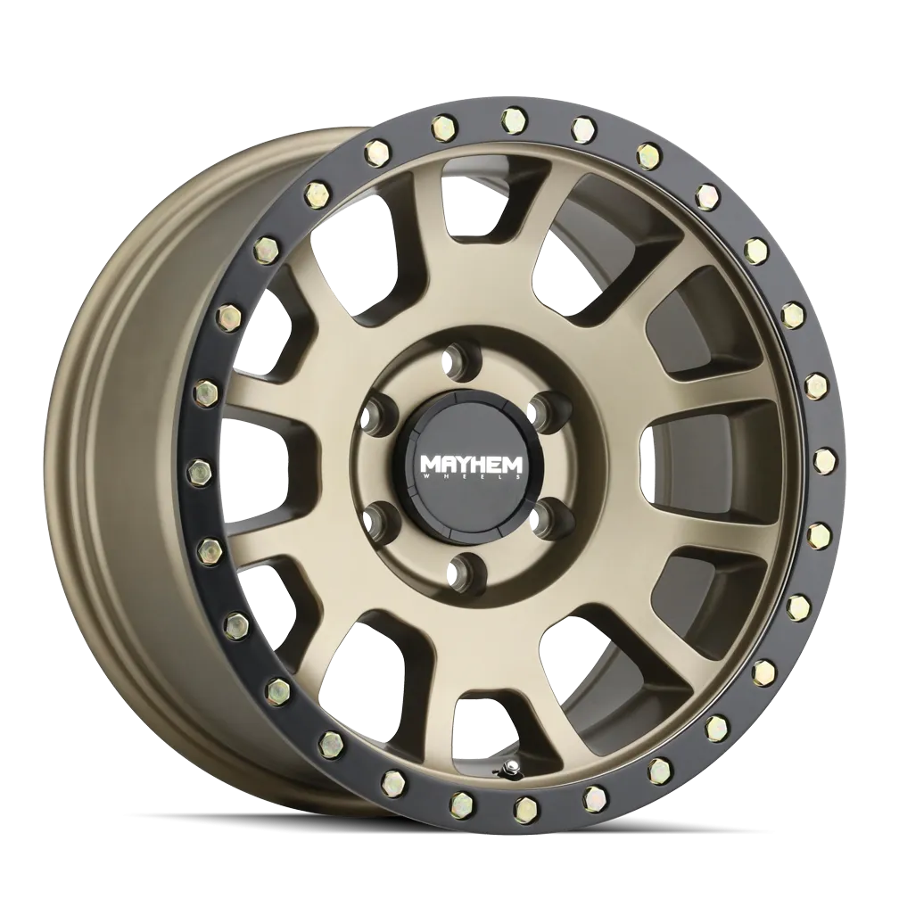 MAYHEM 8302 | MATTE GOLD W/ MATTE BLACK LIP | 6x139.7 | 20x9 | 0mm