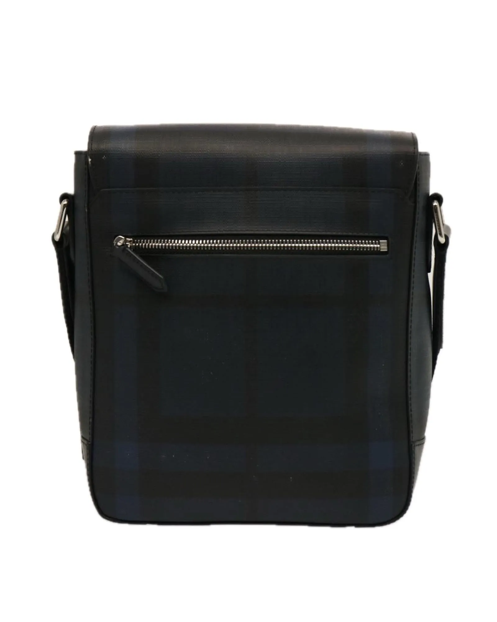 Navy Coated Canvas Shoulder Bag with Nova Check Pattern