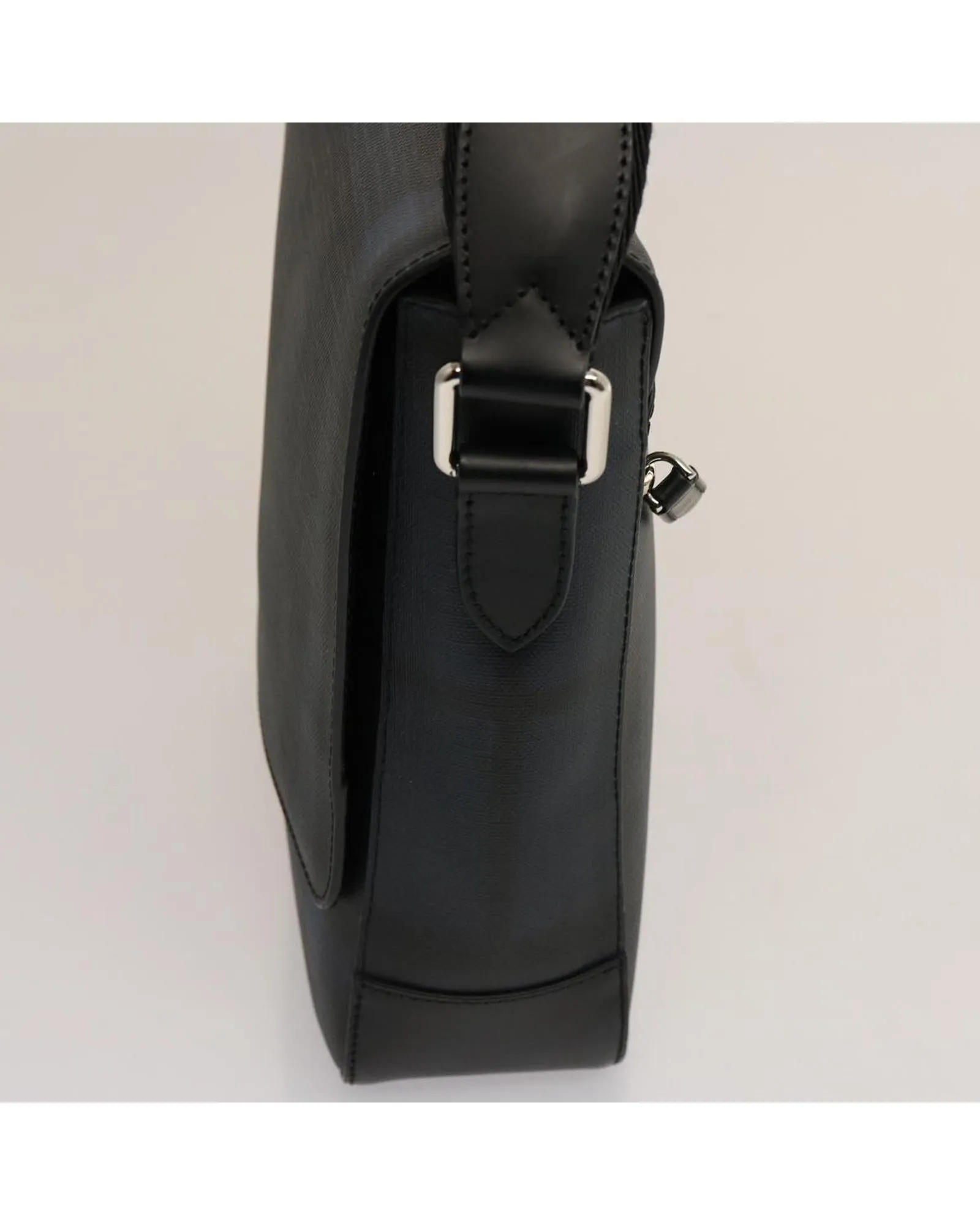 Navy Coated Canvas Shoulder Bag with Nova Check Pattern