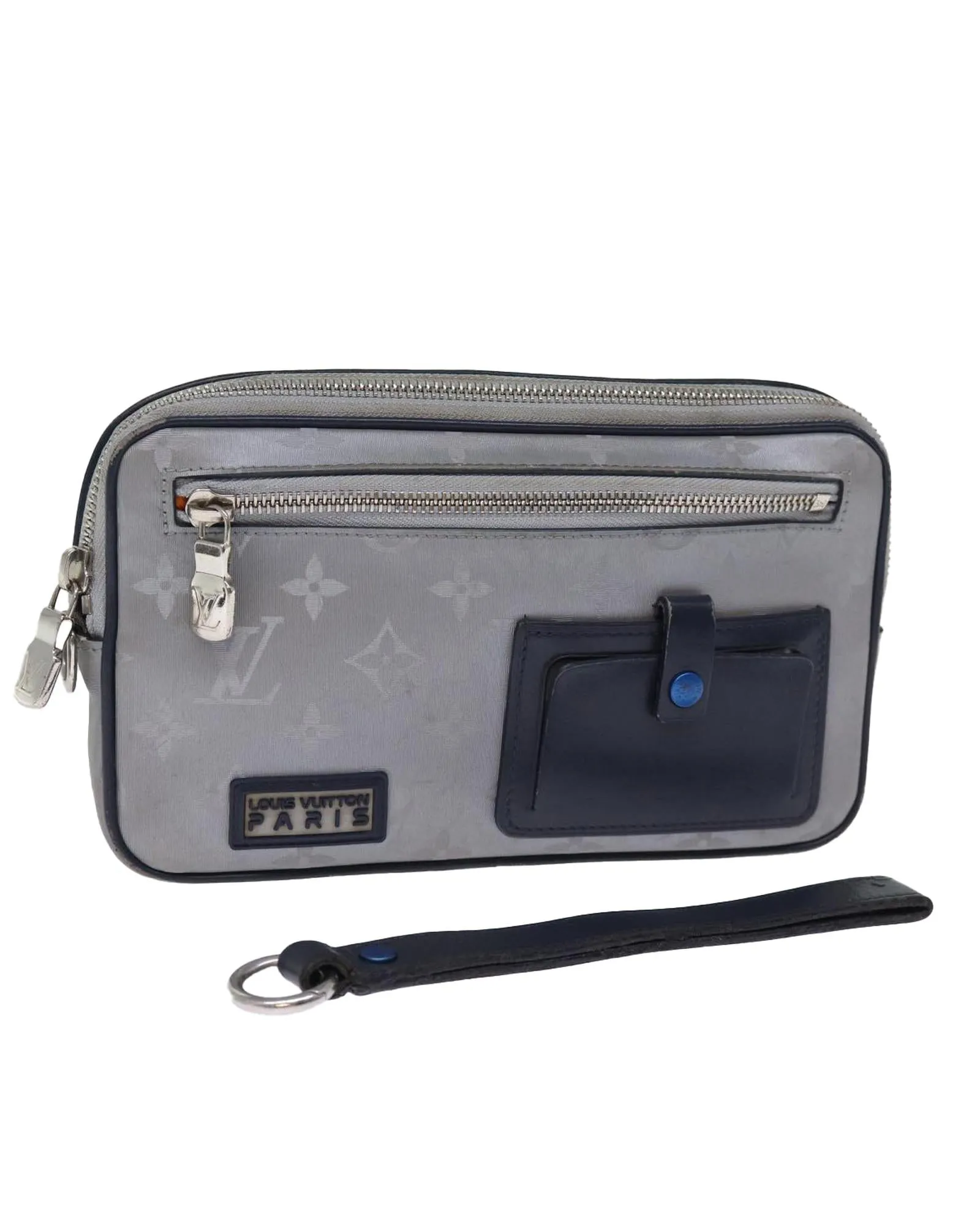 Nylon Monogram Clutch Bag with Silver Hardware