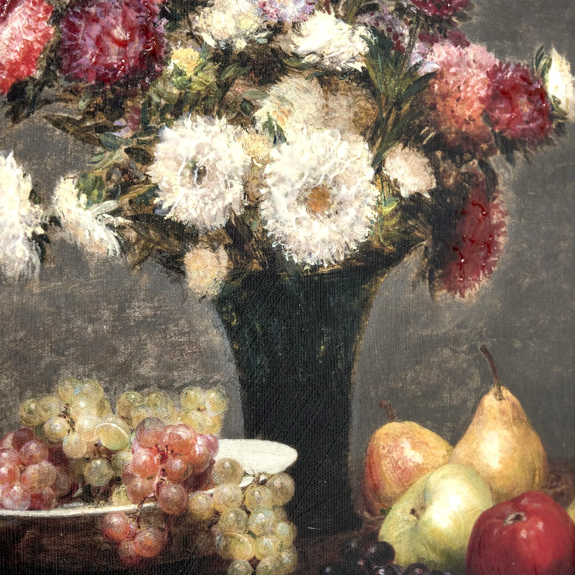 Ornate Framed Asters and Fruit Canvas Print by Henri Fantin-Latour 14.75" x 16.75"