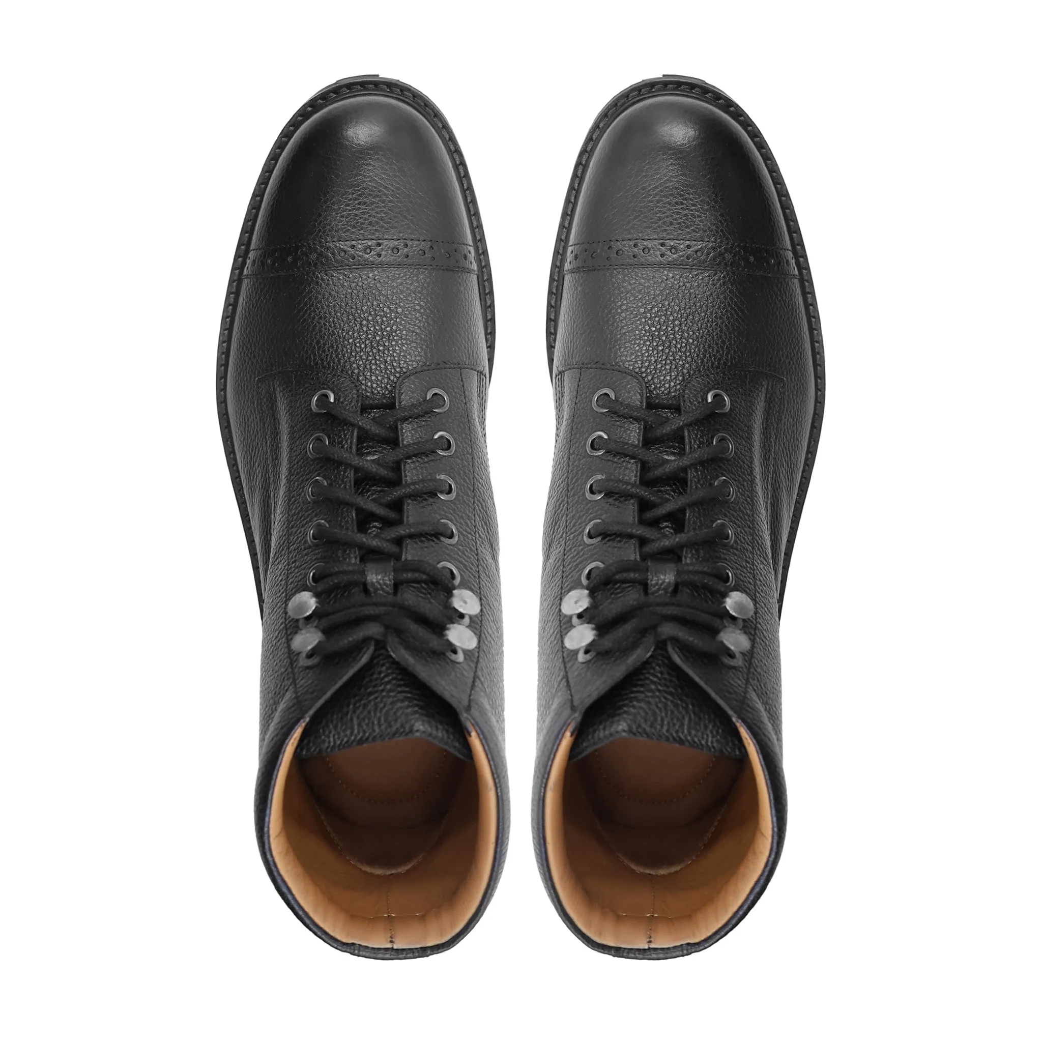 Qagar - Men's Black Pebble Grain Leather Boot