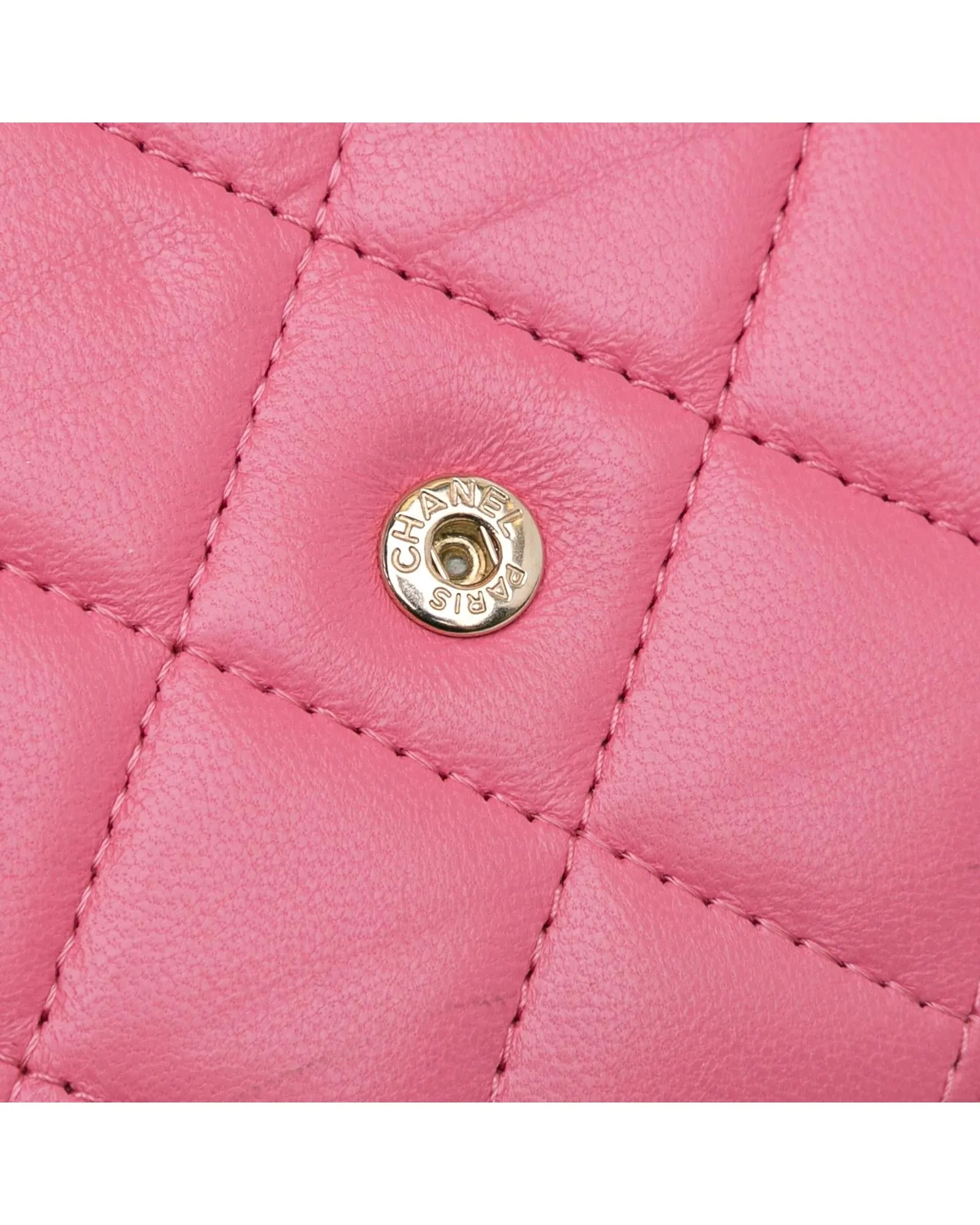 Quilted Lambskin Wallet On Chain with Emoticon Design