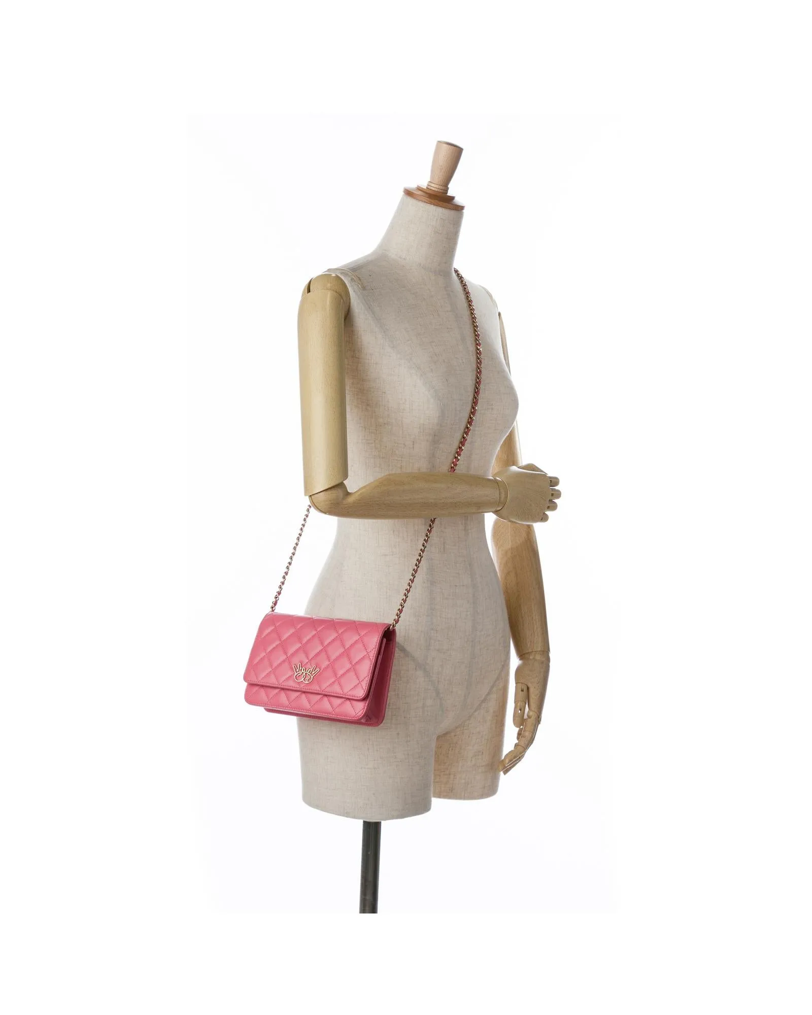 Quilted Lambskin Wallet On Chain with Emoticon Design